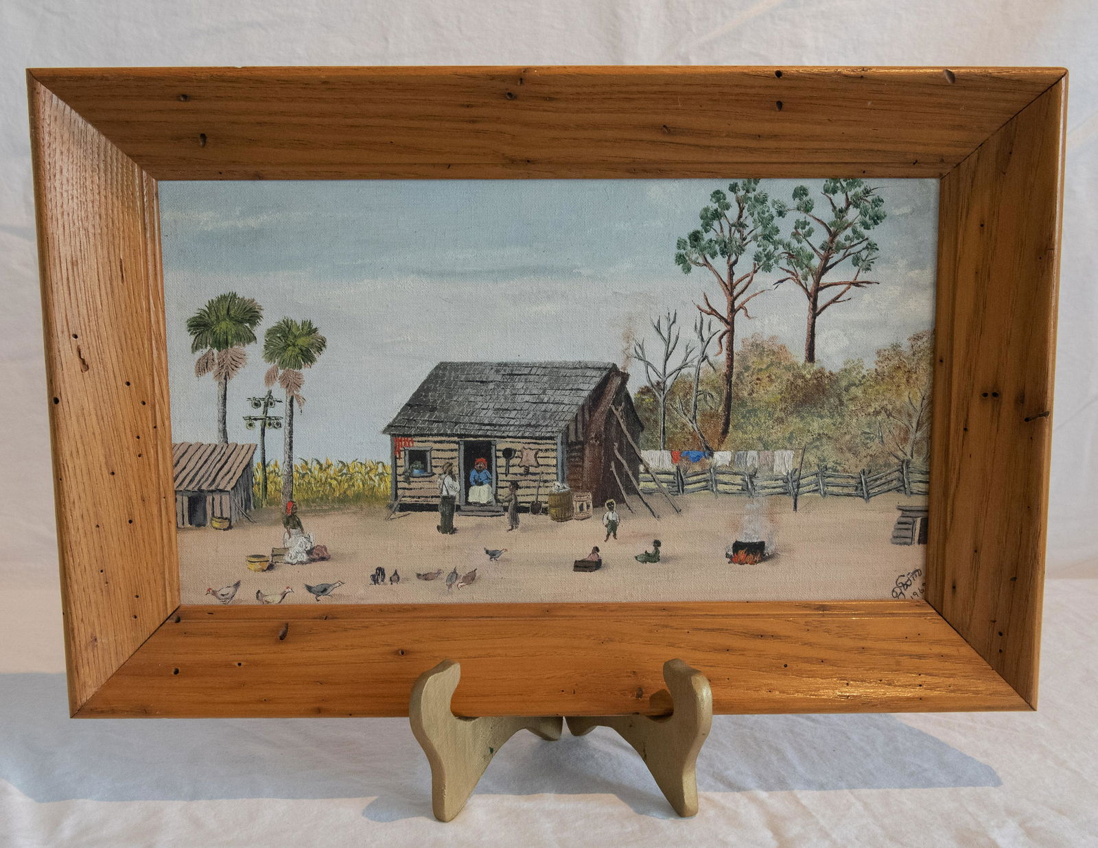 Original African American Folk Art RURAL FARM HOUSE Oil Painting Signed (1 of 10)