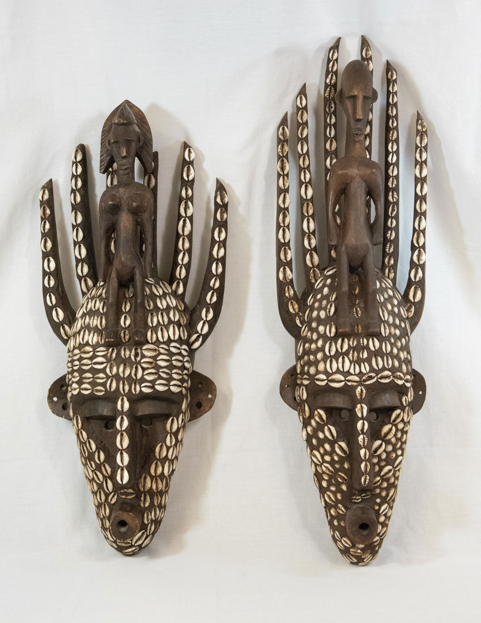 Ntomo Bamana Tribal Shell Encrusted Masks Male & Female (1 of 17)