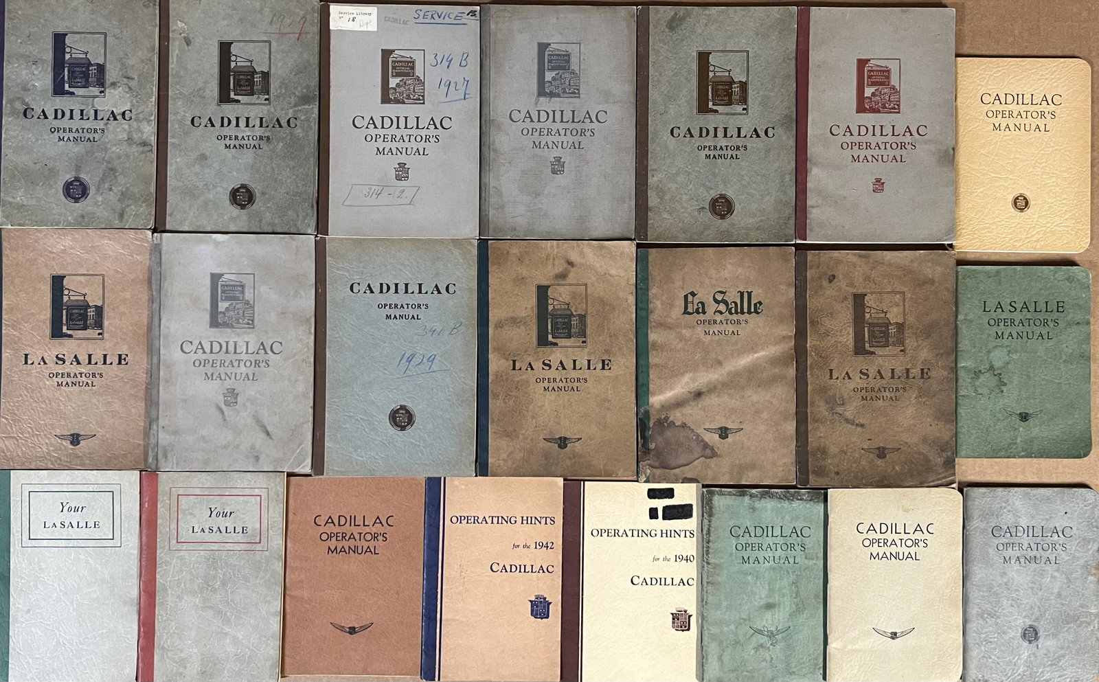 Cadillac, LaSalle owners manuals, 1927-1940 - 22 total (1 of 1)