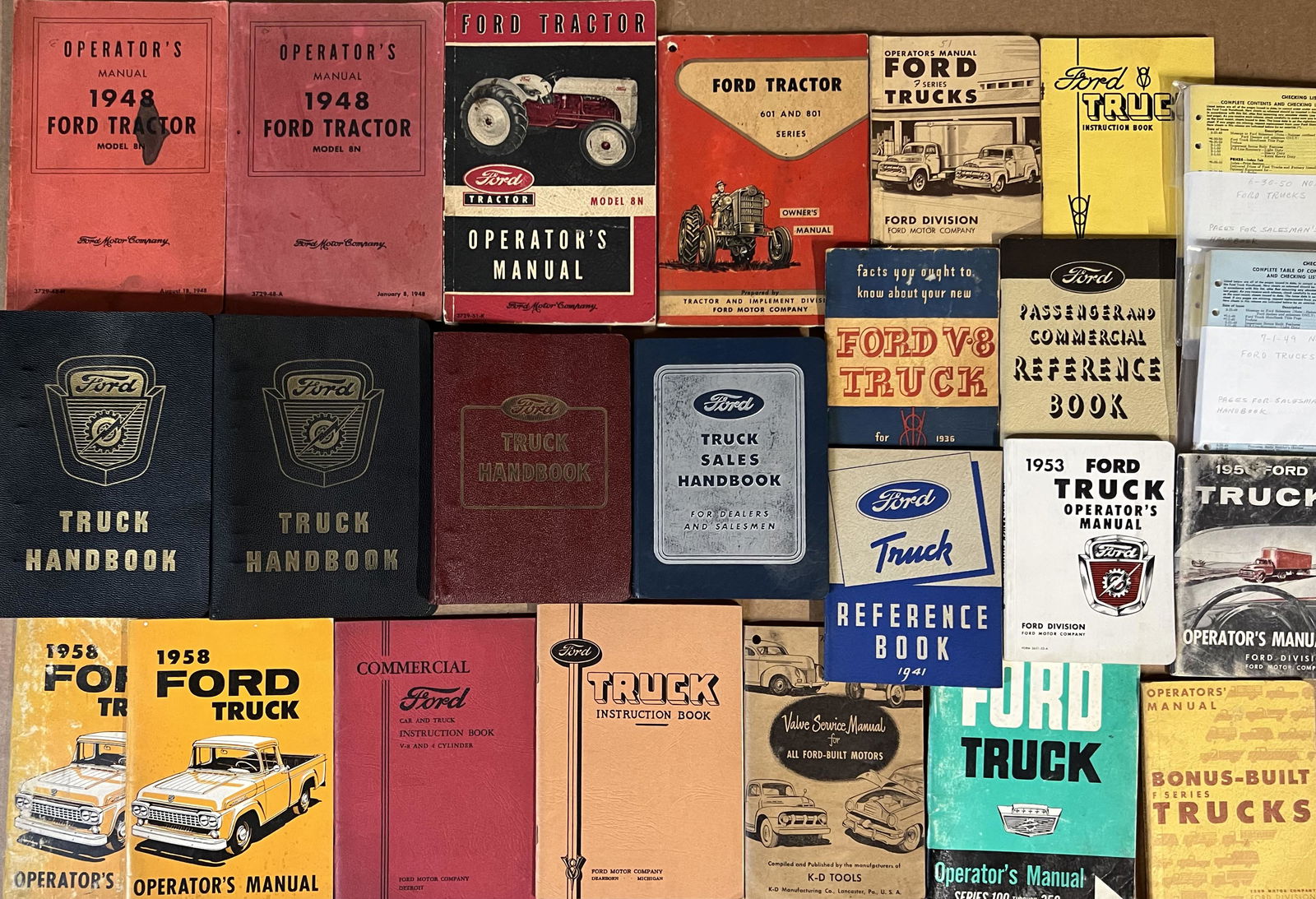 Ford truck and tractor manuals, data books, 1930's-1950's - 26 total (1 of 1)