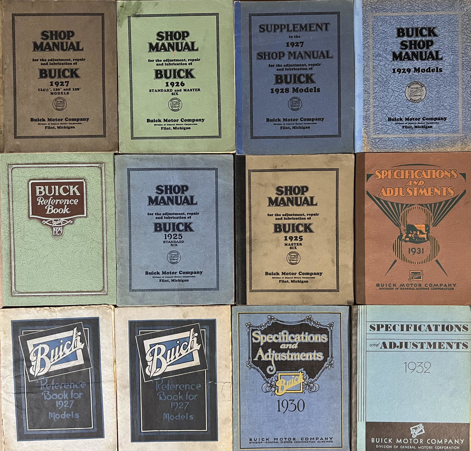 Buick shop, owners manuals 1925-1947, 26 total: Buick fifteen shop manuals 1925-1932, eleven owners 1933-1947