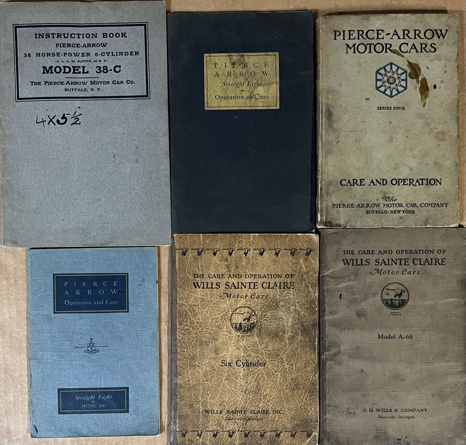 Four Pierce Arrow and two Wills Ste Clair manuals (1 of 1)