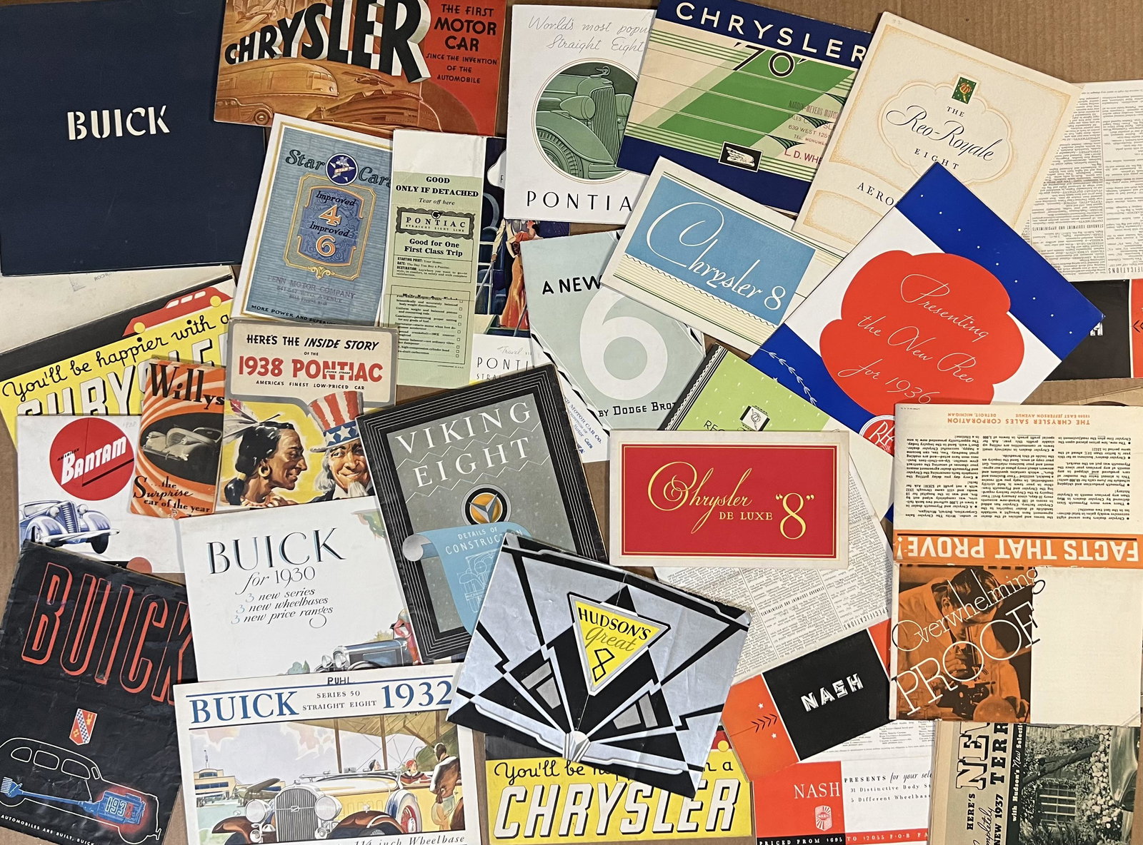Fifty misc USA car brochures - 1920's-1930's (1 of 2)