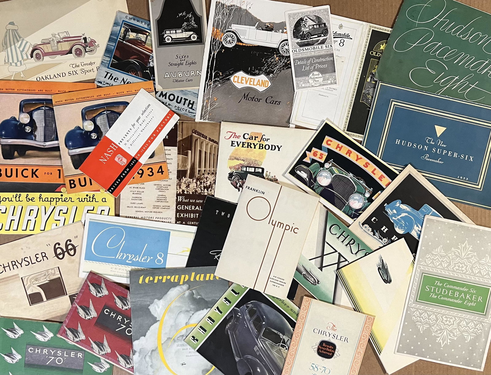 Fifty misc USA car brochures - 1920's-1930's (1 of 2)
