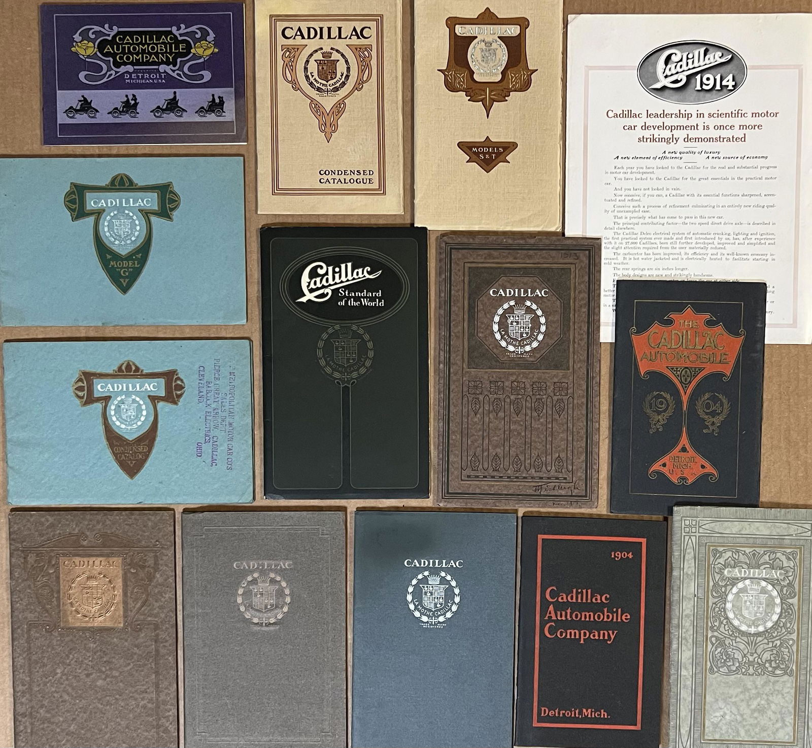 Thirteen 1903-1914 Cadillac single and four cylinder catalogs - 13 total (1 of 2)