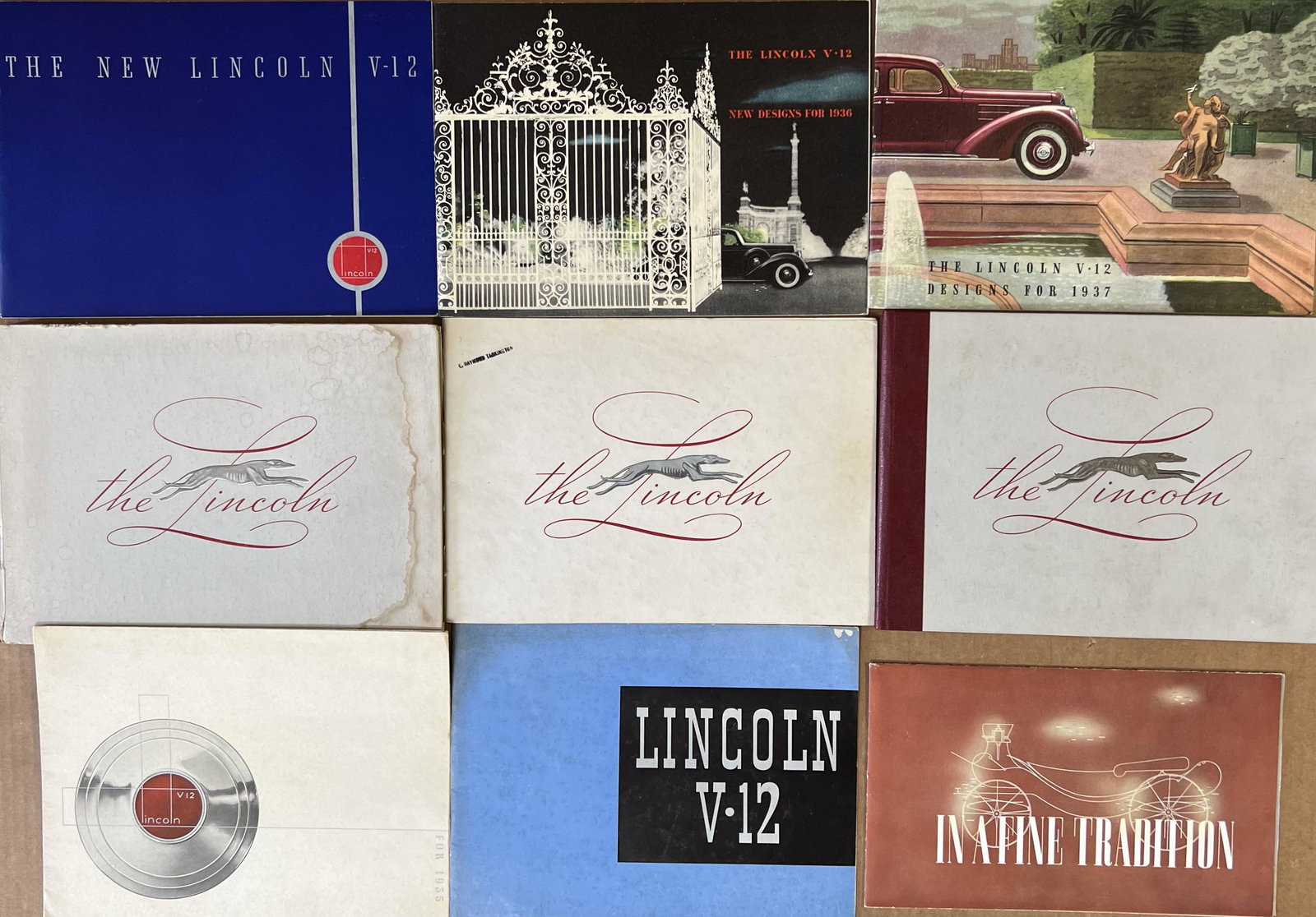 1935-1939 Lincoln Model K - six catalogs, three folders (1 of 2)