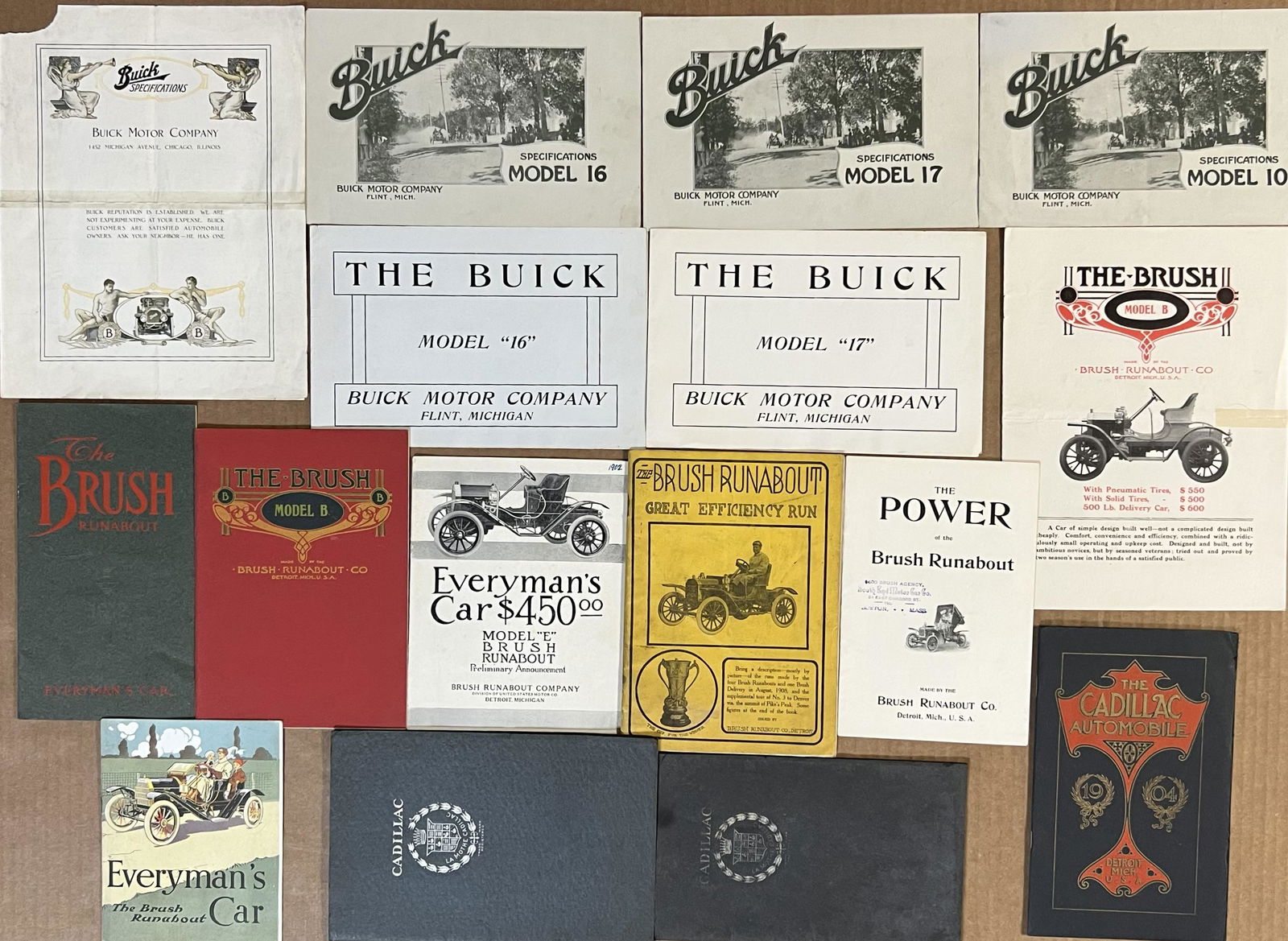 1904-1912 Buick, Brush, Cadillac brochures - 15 total (1 of 2)