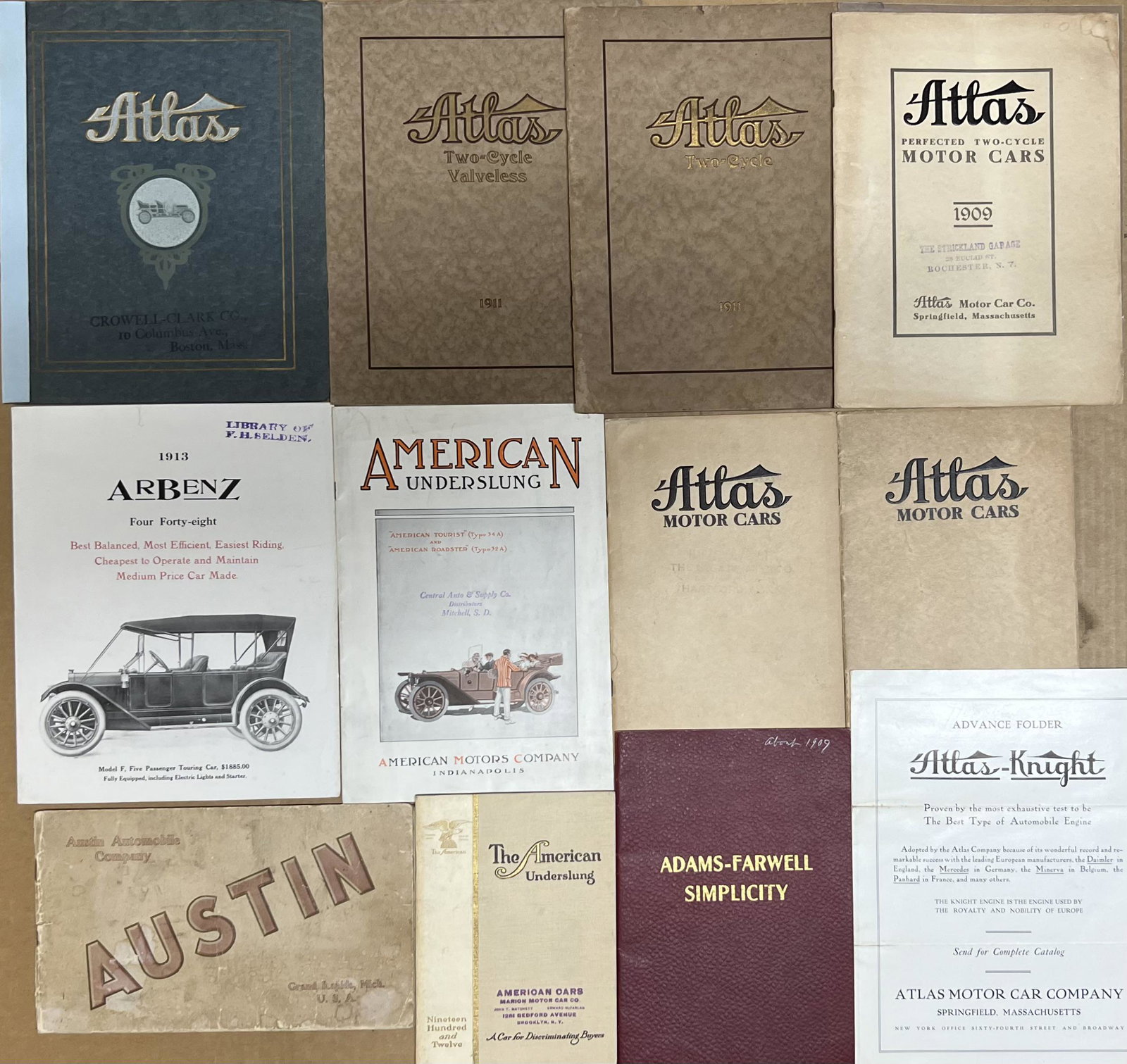 Twelve brass era brochures 1906-1912 (1 of 2)