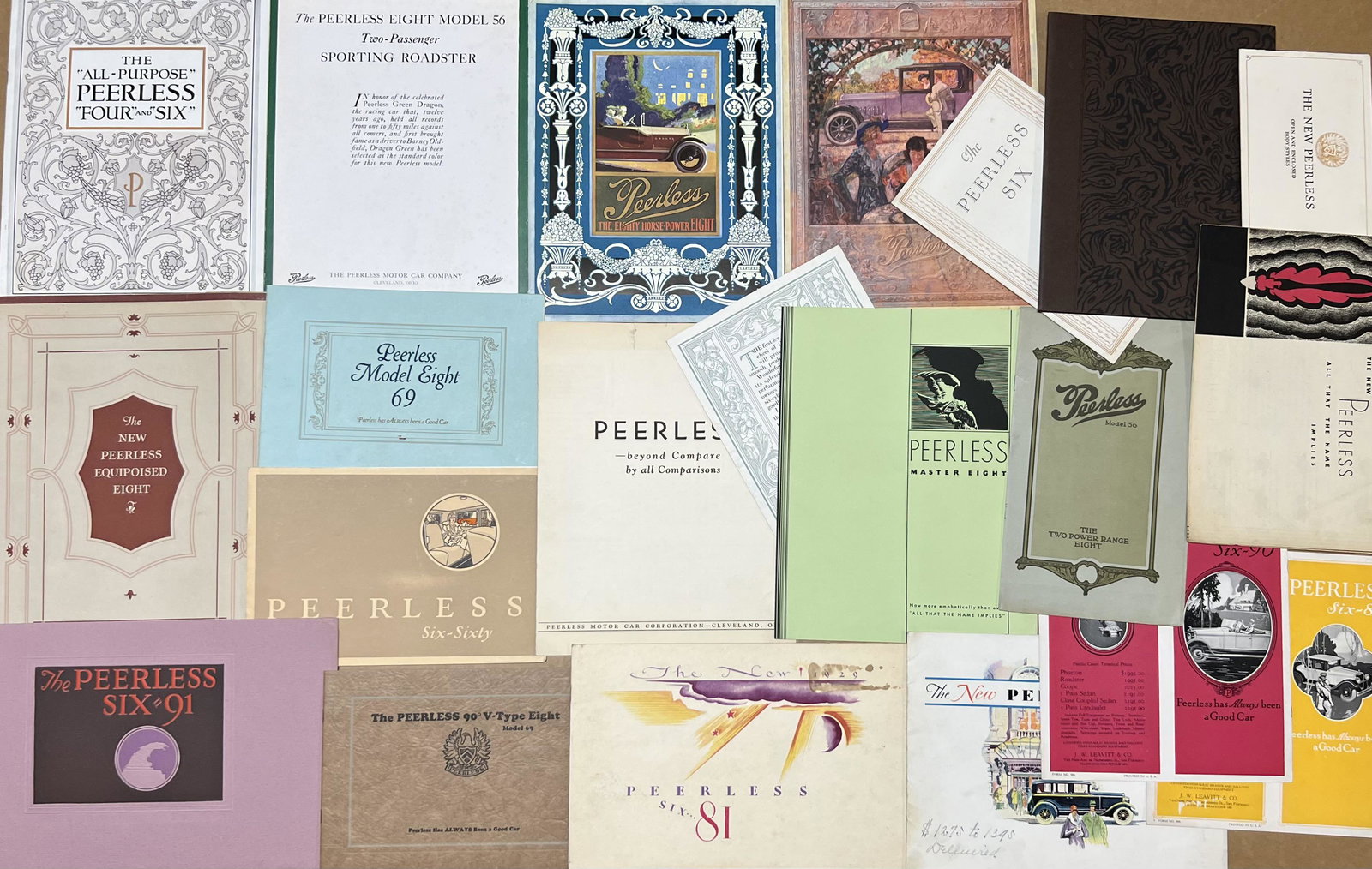 Twenty one Peerless brochures from 1915-1930 (1 of 2)