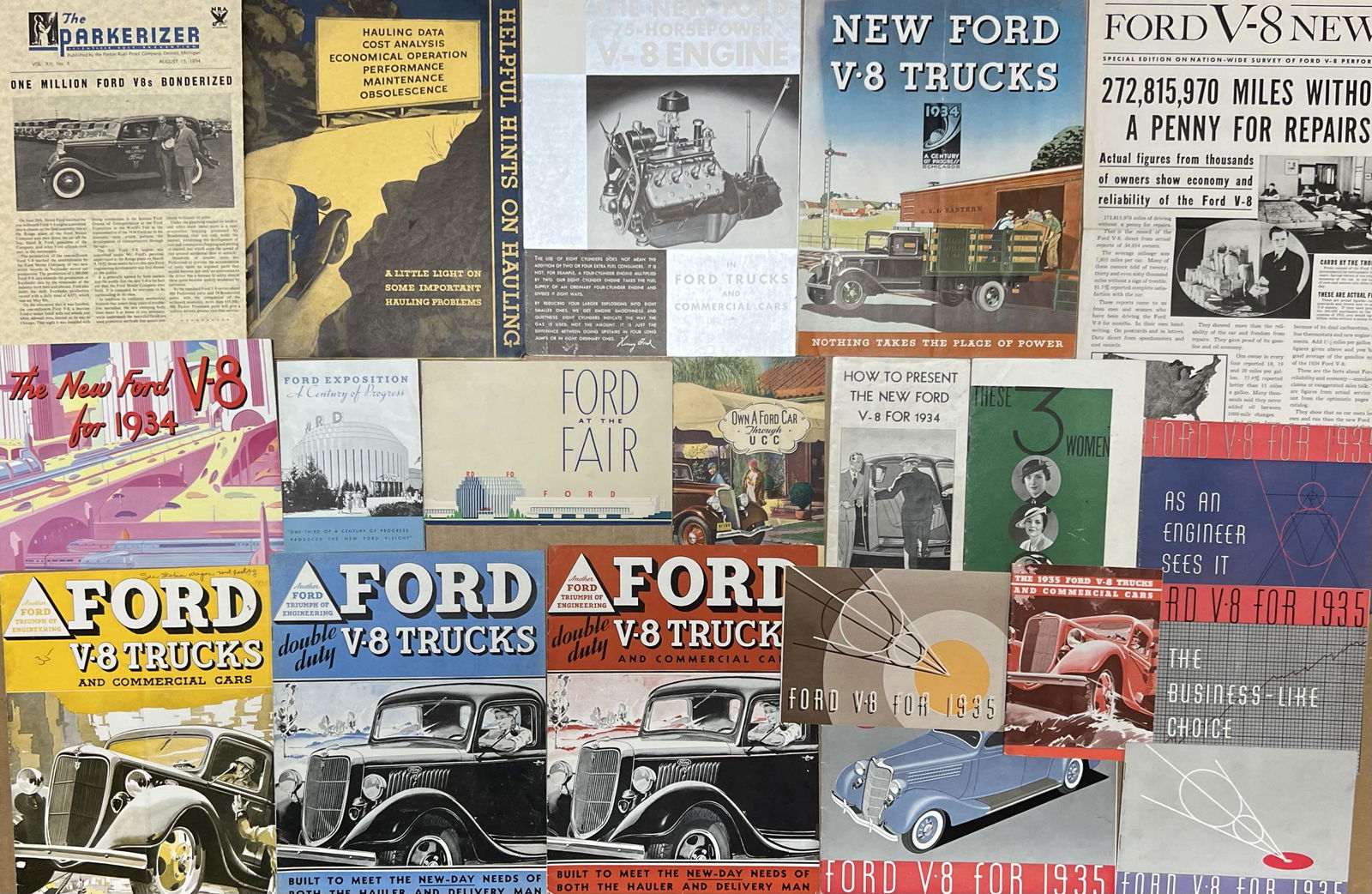 Thirty three 1934, 1935, and 1936 Ford brochures (1 of 3)