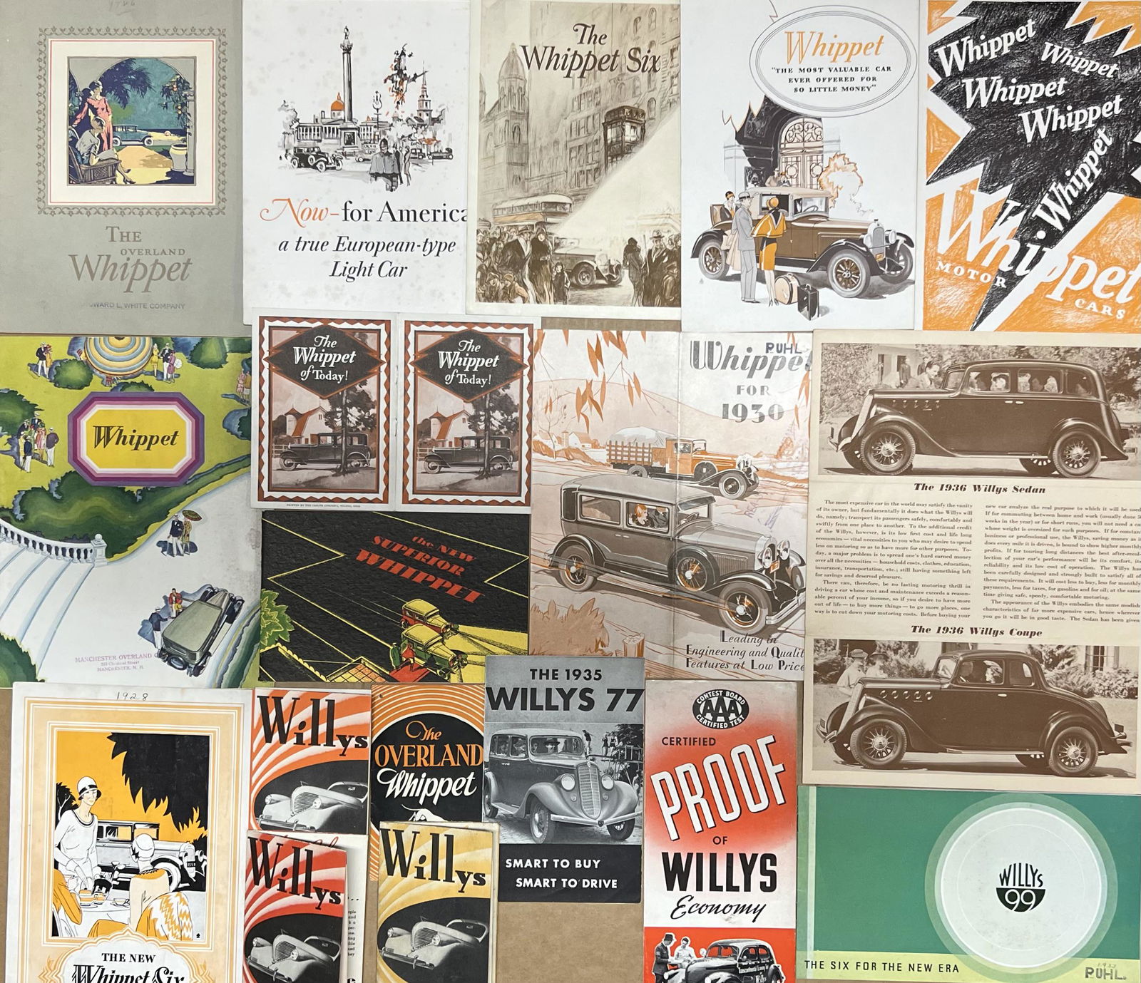 Twenty eight Whippet and Willys brochures, 1927-1941 (1 of 3)