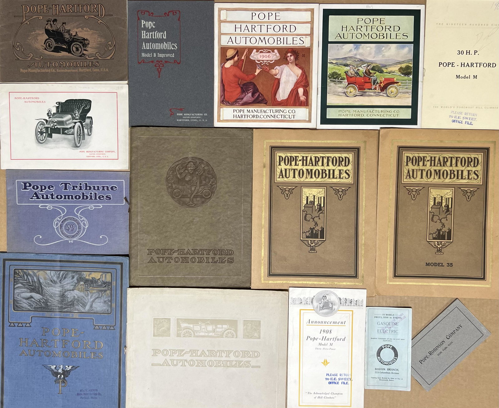 Fifteen 1904-1914 Pope Hartford, other Pope brochures (1 of 2)