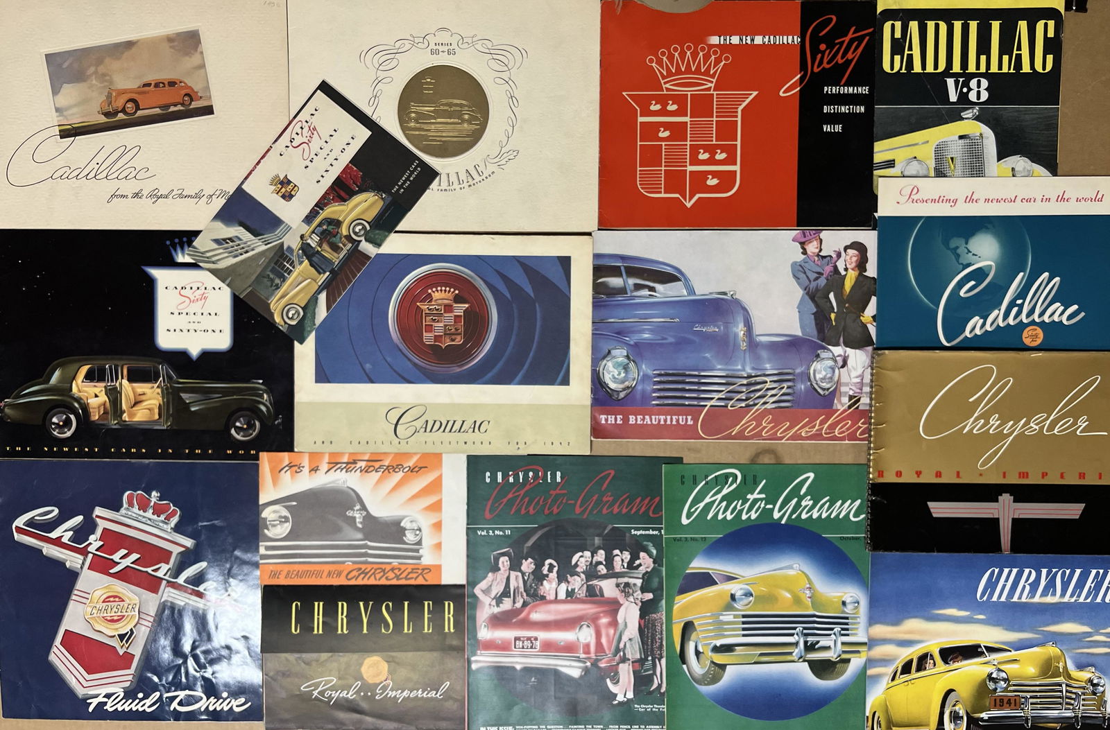 1937-1942 Cadillac and 1938-1941 Chrysler brochures - 15 items (1 of 2)