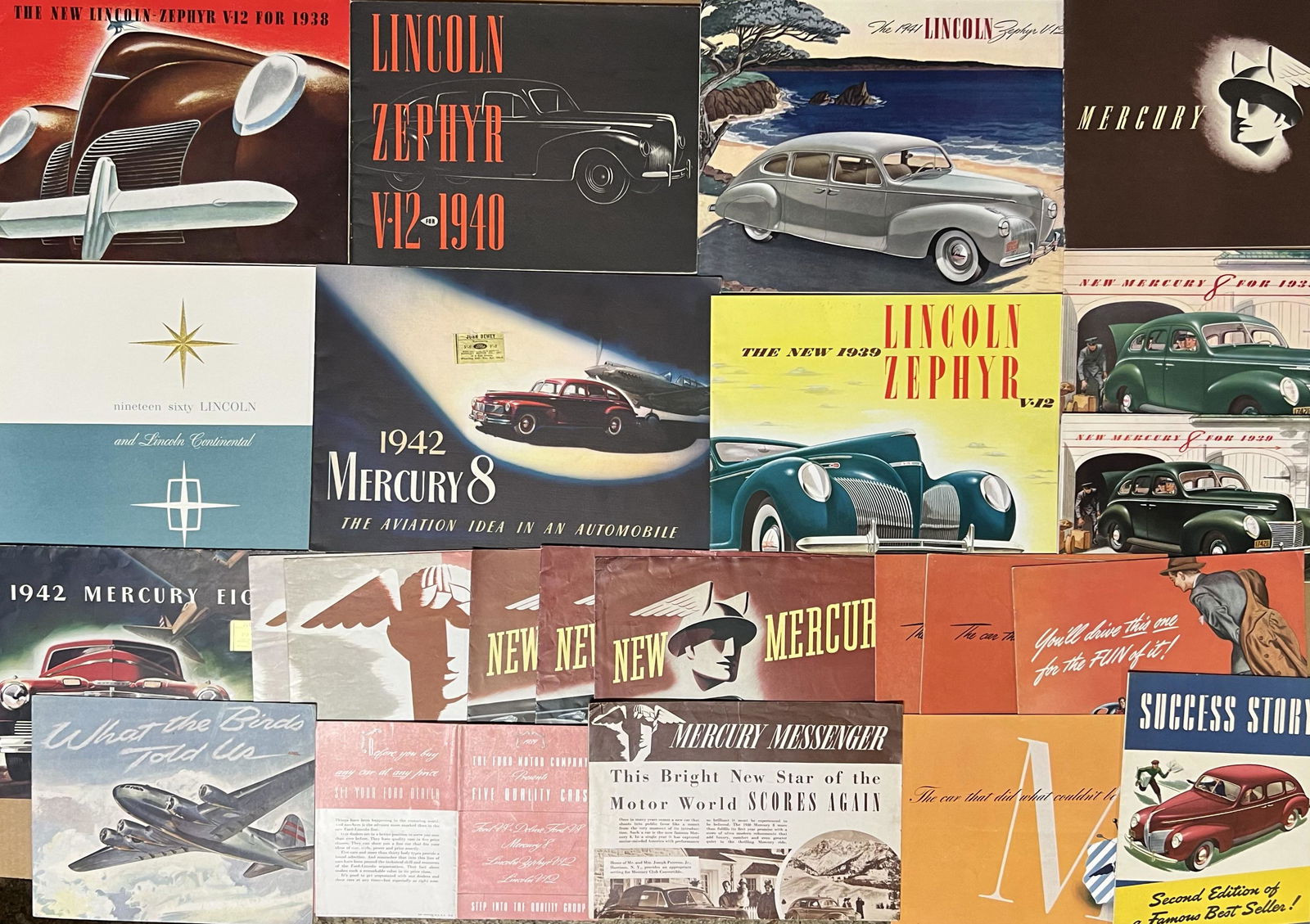 1939-1941 Lincoln Zephyr, 1939-1941 Mercury brochures, 22 items (1 of 2)