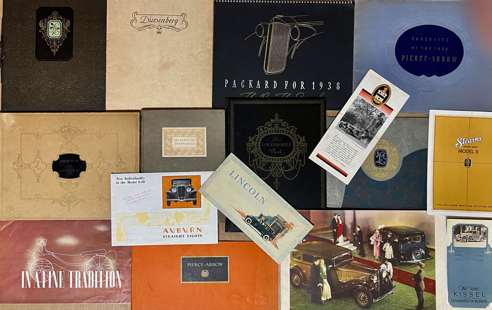 Sixteen quality car  brochures - 1915-1938 (1 of 2)