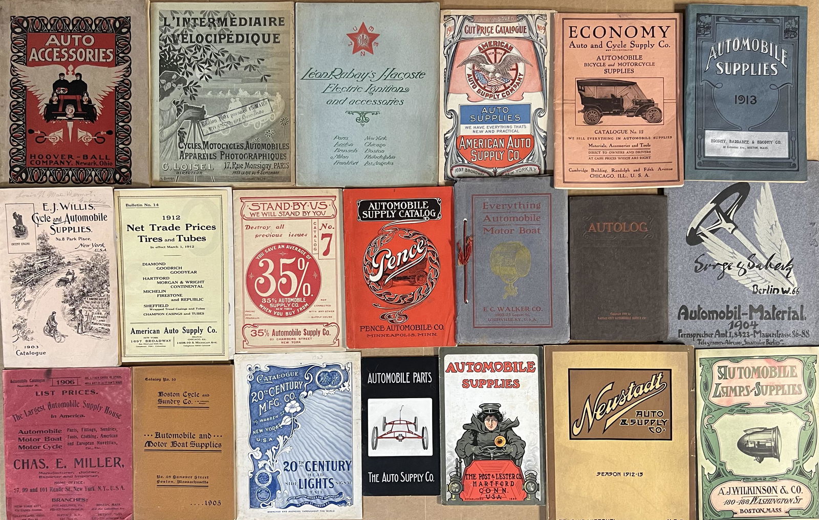 Twenty early auto supplier catalogs from 1900-1912 (1 of 3)