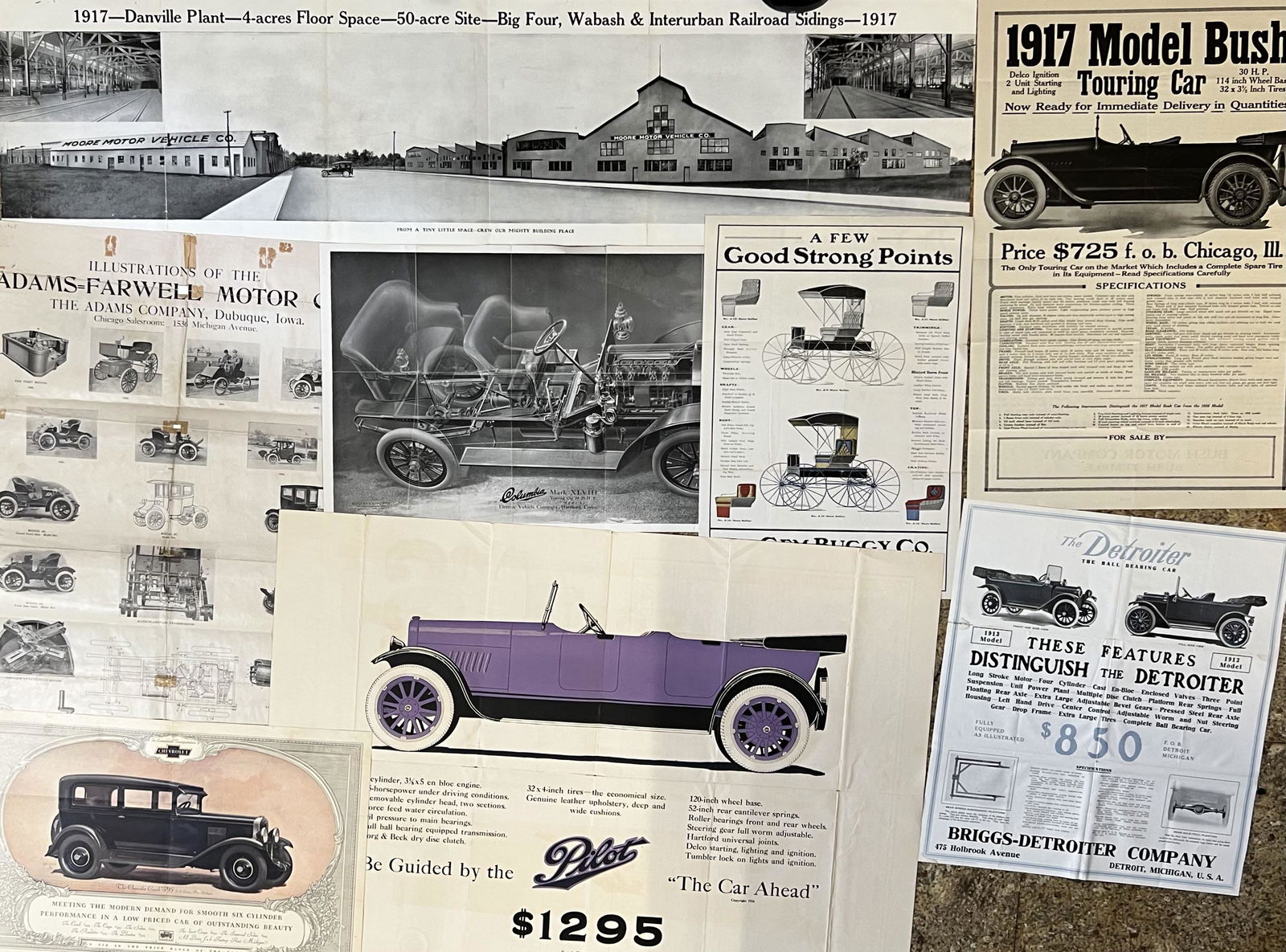 Factory issued poster size single sheets - brass era - 1920's (1 of 2)