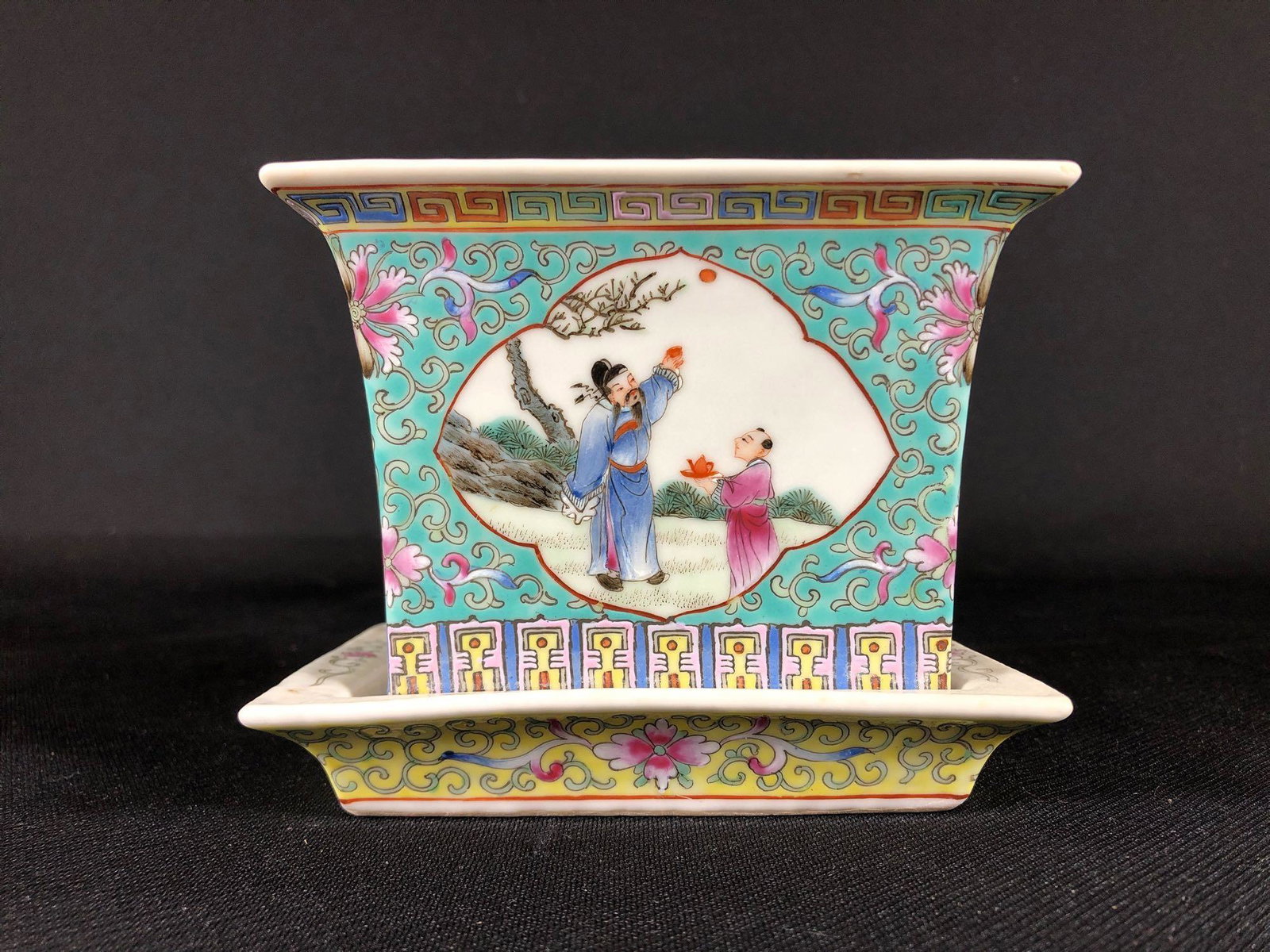 Guangx II (1875-1908) Bonsai Tree Pots: 5" x 3-3/4"