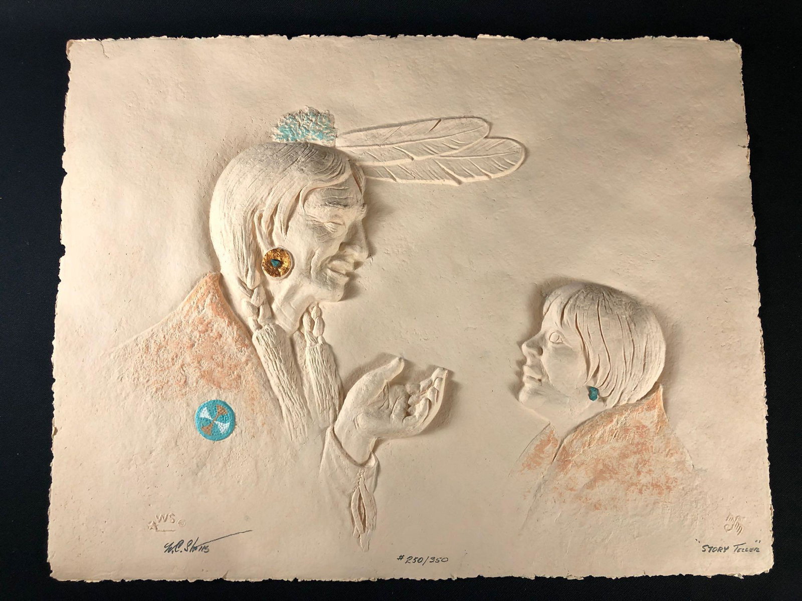 W.C. Shotts (American 1937-2009) "Story Teller": On Cast Paper, 20" Height 26" Width