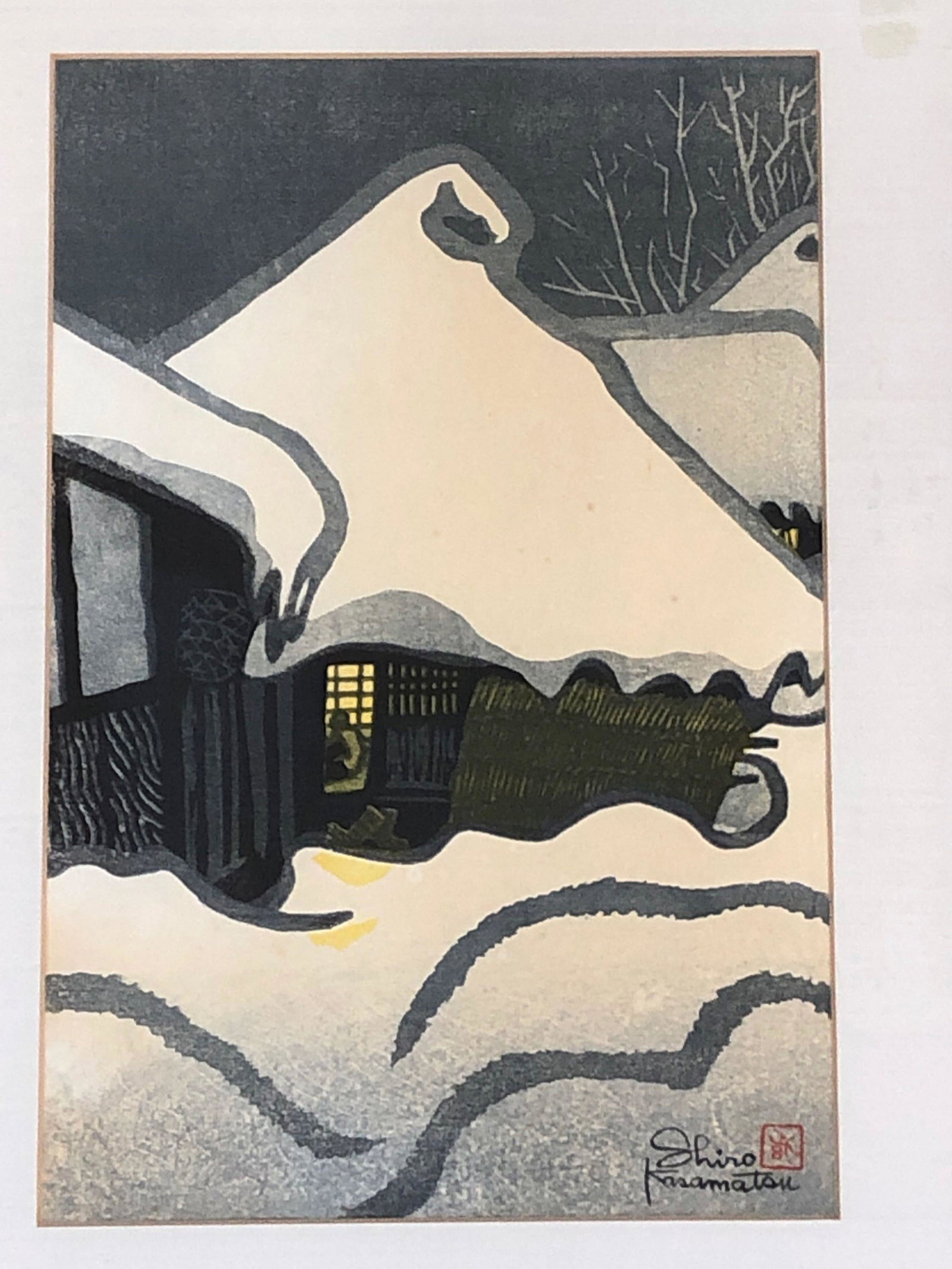 Kasamatsu Shiro(Japanese 1898-1991) Woodblock 124/200: (Ukiyoe) Style, Sight View 14" x 9-1/2" Over All View 20" x 14-1/2"