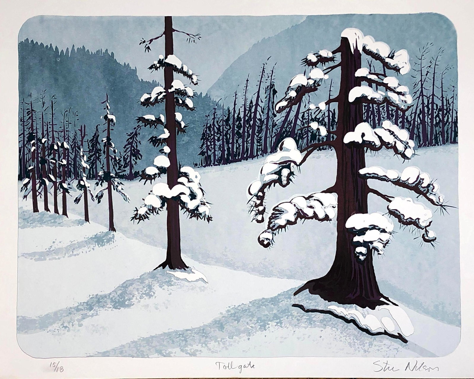 Steve Nilson American "Tollgate" Silk Screen Print: Overall view 23" X 29" , Sight View 20-1/2" x 26-1/2"