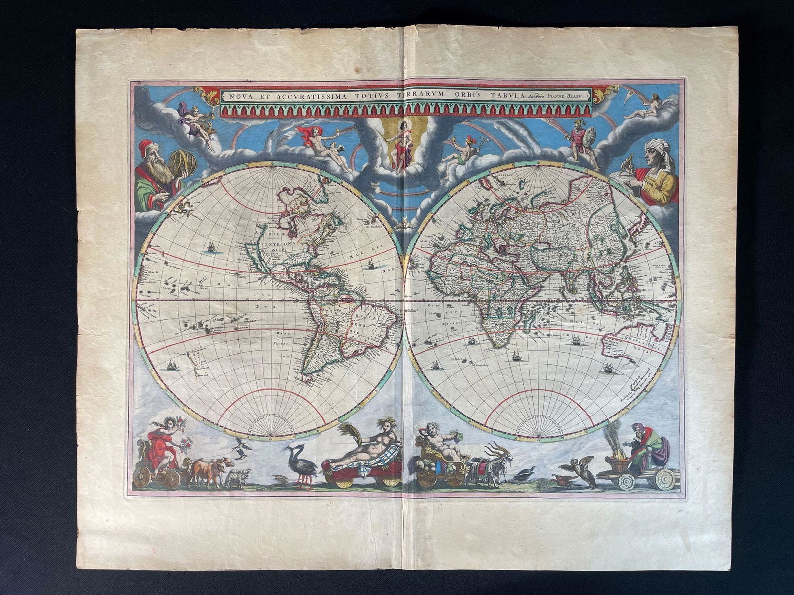 Blaeu, Johannes (Netherlands, 1596-1673) "The New World Map" Double Hemisphere World Map C. 1664 (1 of 14)