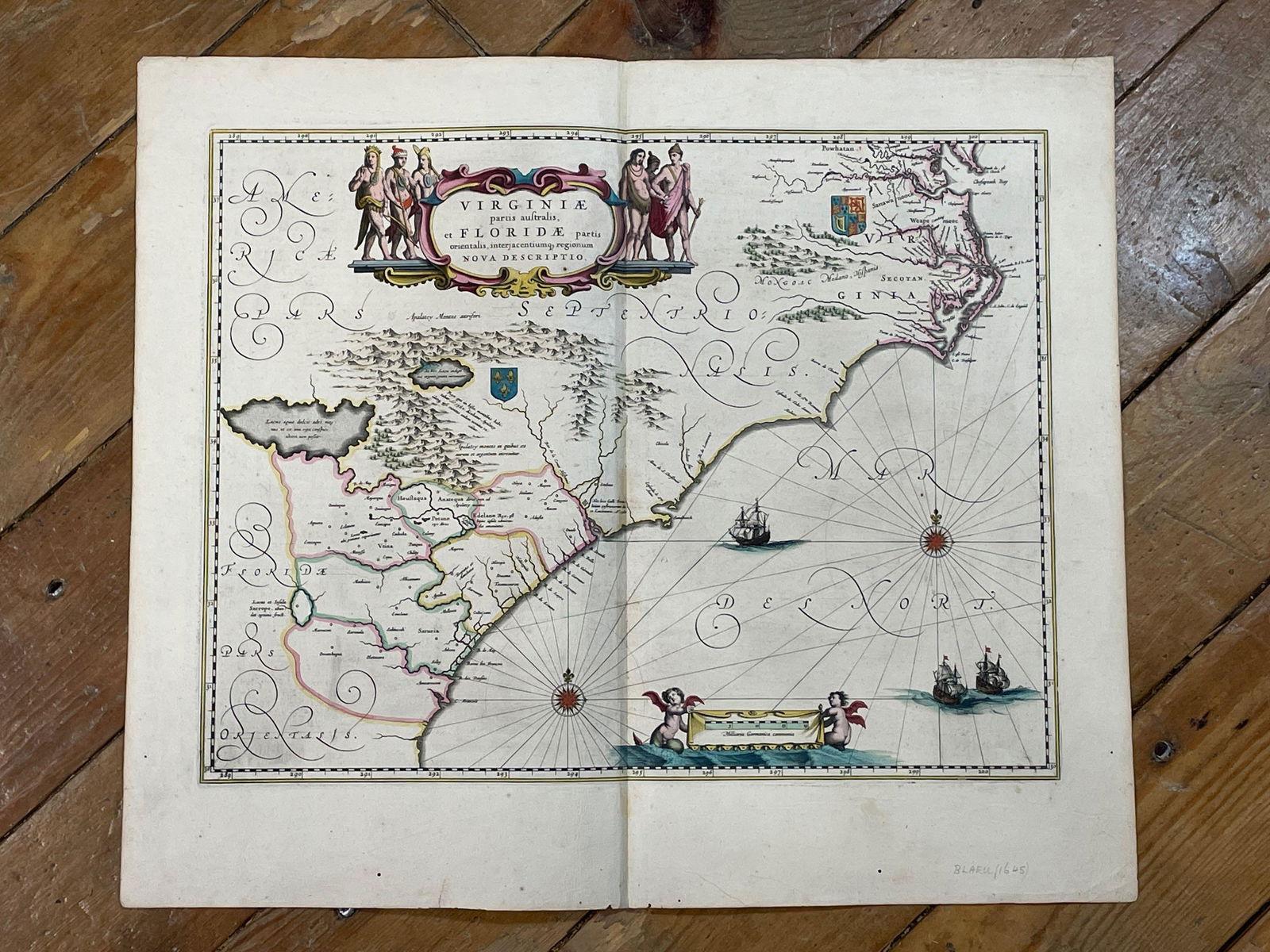 Blaeu, Willem (Netherlands, 1571-1638) Virginia & Florida Map C. 1645 (1 of 13)
