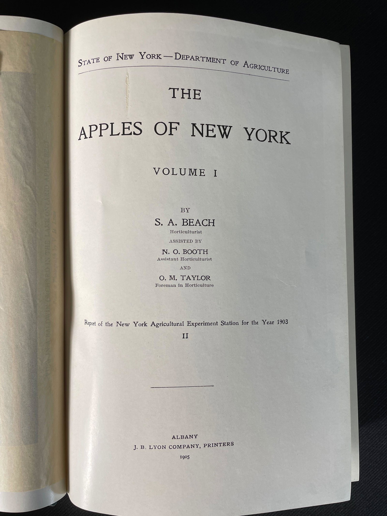 S.A. Beach assisted By N.O. Booth & O.M. Taylor, "The Apples of New York" Vol.I and Vol. II: Albany, J.B. Lyon Company Printers, 1905