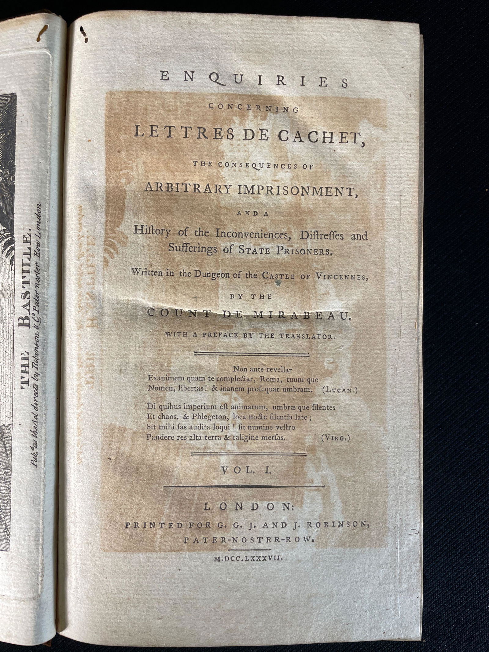 Count De Mirabeau,"Enquiries Concerning Lettres De Cachet" 2-Volume Set (1 of 8)