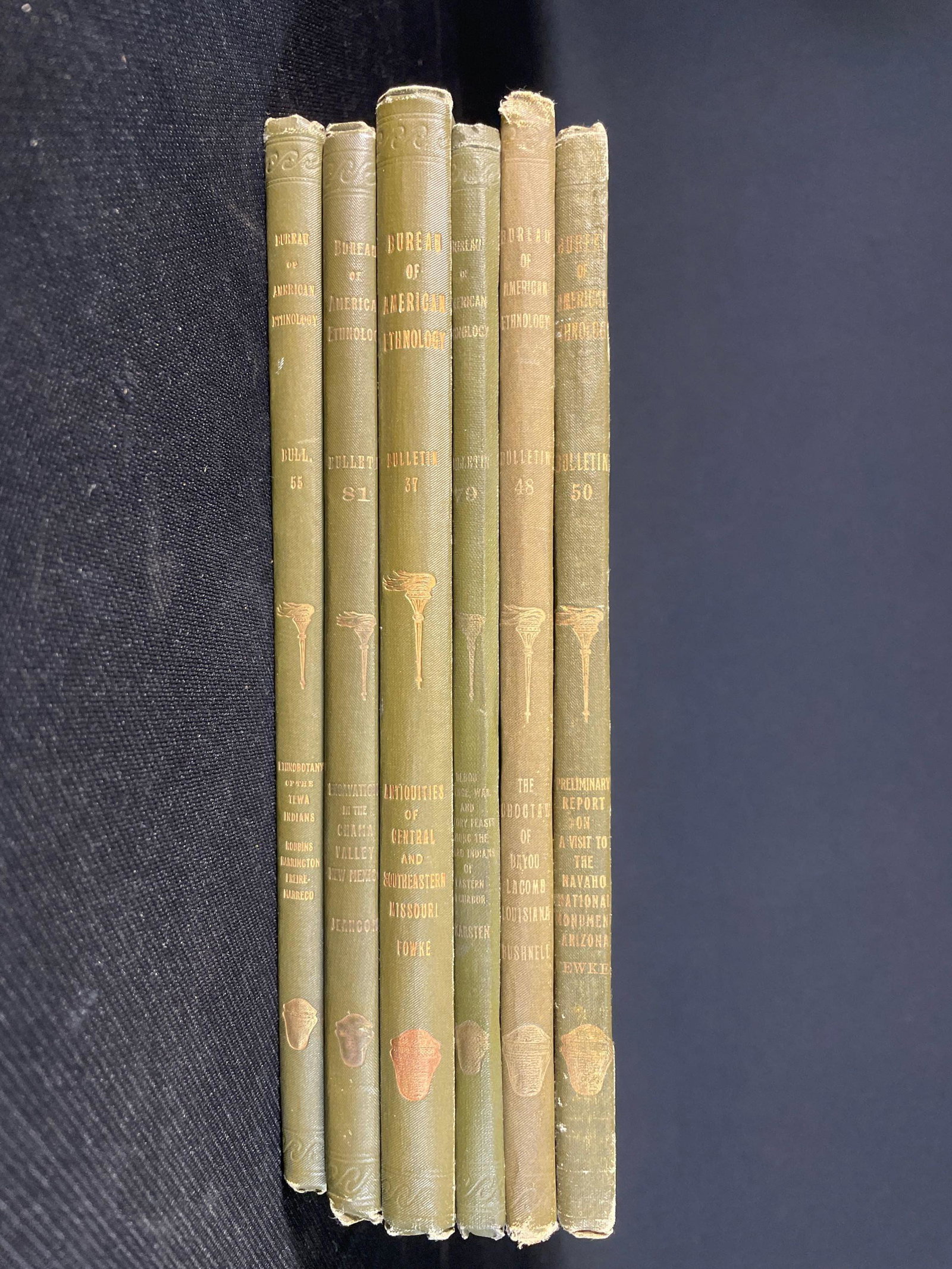 (6) "Bureau of Ethnology" Books, Washington Government Printing Office 1909 -1923: Includes "Excavations in the Chama Valley, New Mexico" By, J.A. Jeancon 1923 "Antiquities of Central and South-Eastern Missouri" By, Gerard Fowke 1910 "Blood Revenge, War, and Victory Feasts Amon