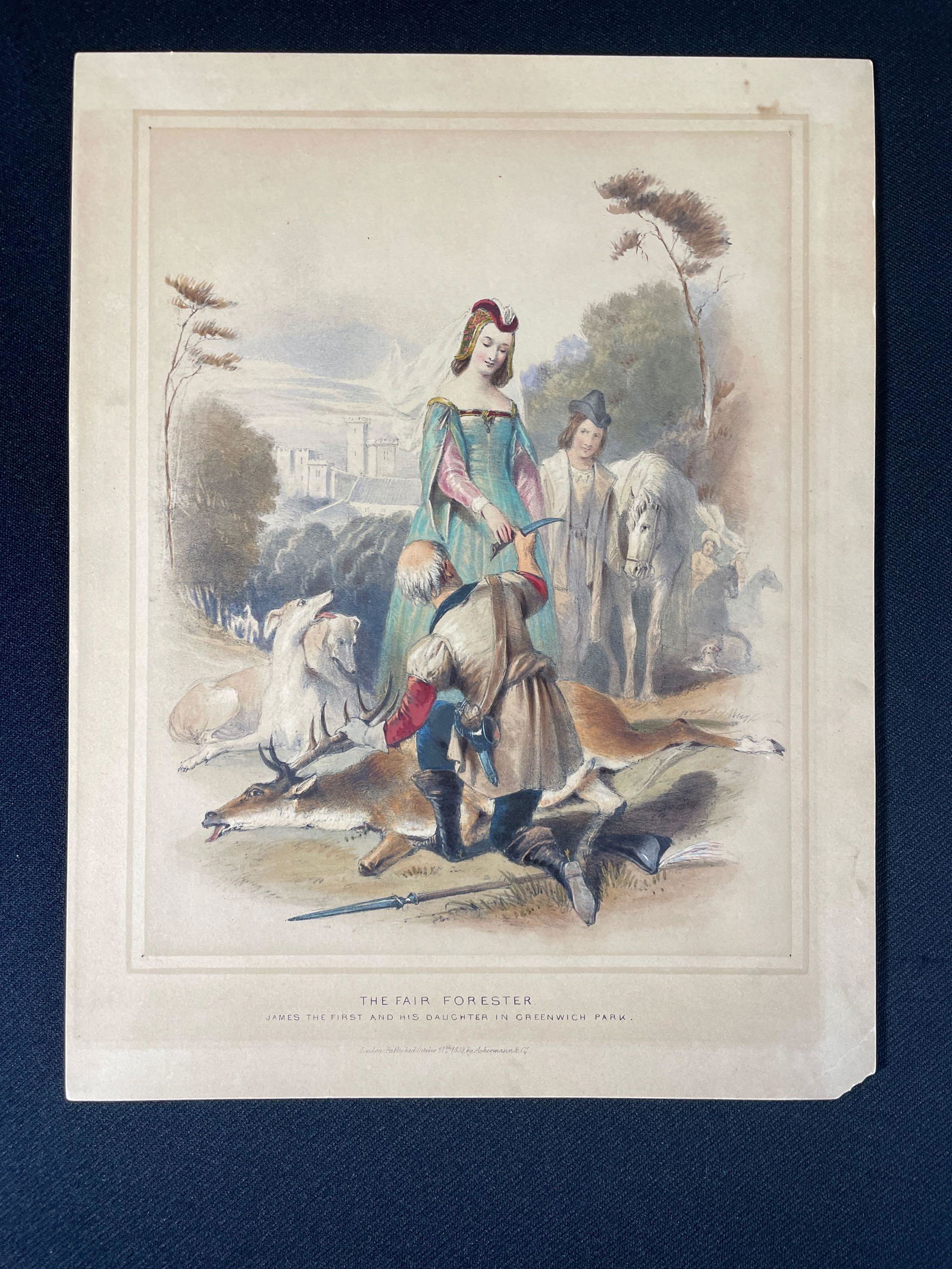 Joseph Nash, "The Fair Forester, James The First & His Daughter In Greenwich Park" Colored Litho (1 of 3)