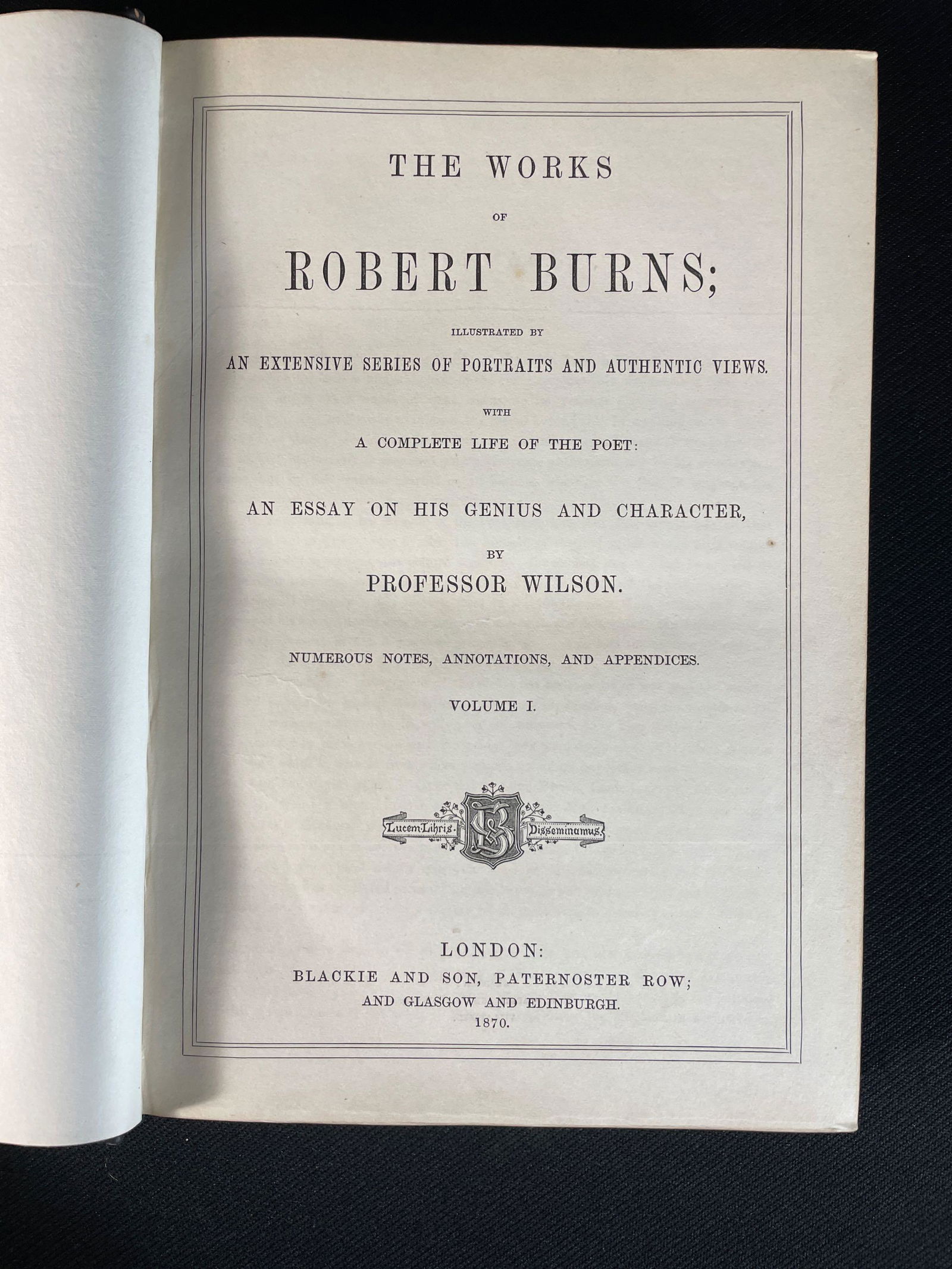 Wilson, Professor, "Burn's Works"  First Edition Vol. 1&2, Original Bindings (1 of 8)