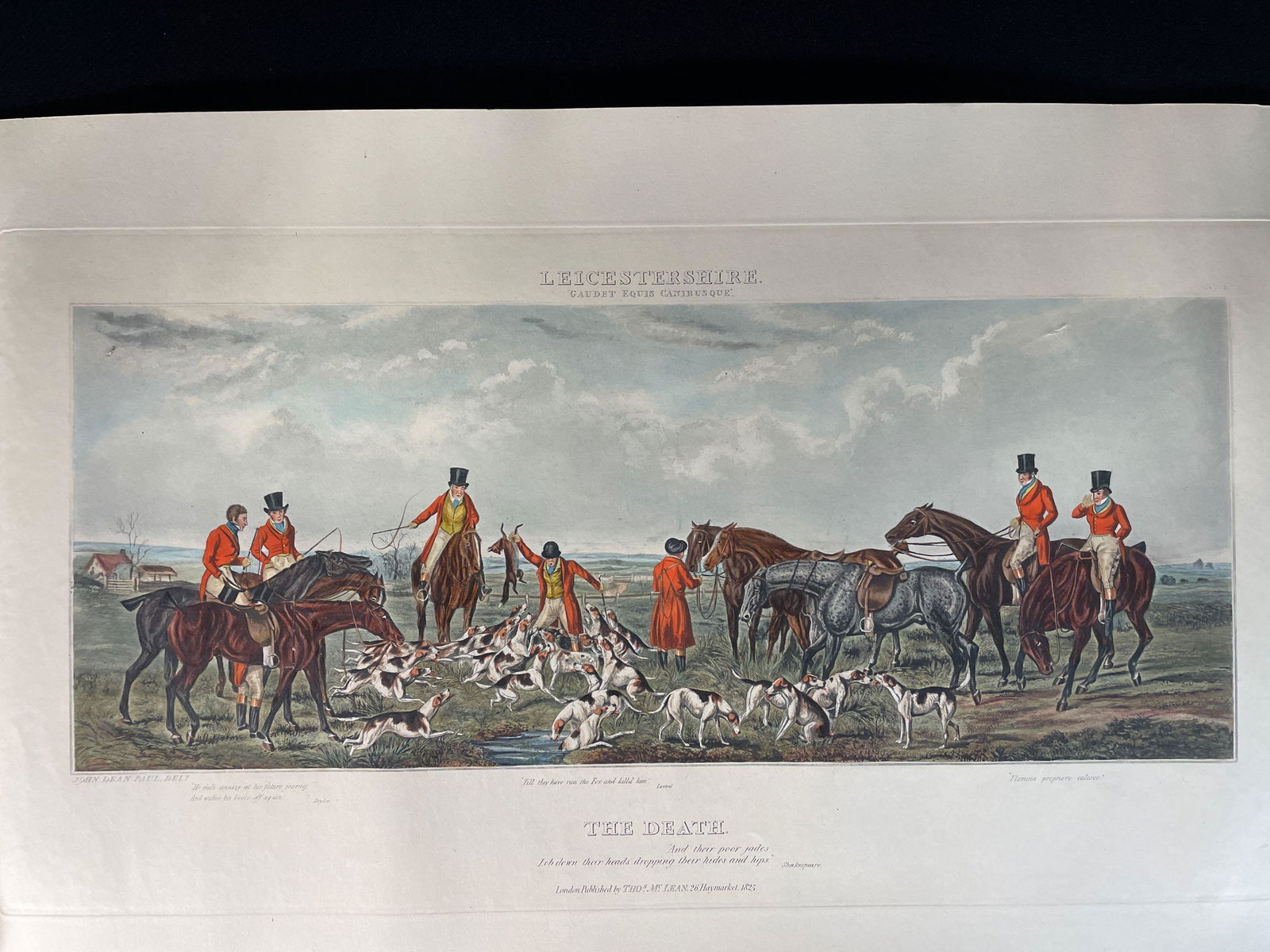 (4) John Dean Paul Colored Etchings, "Leicestershire" The Fox Hunt Set (1 of 18)