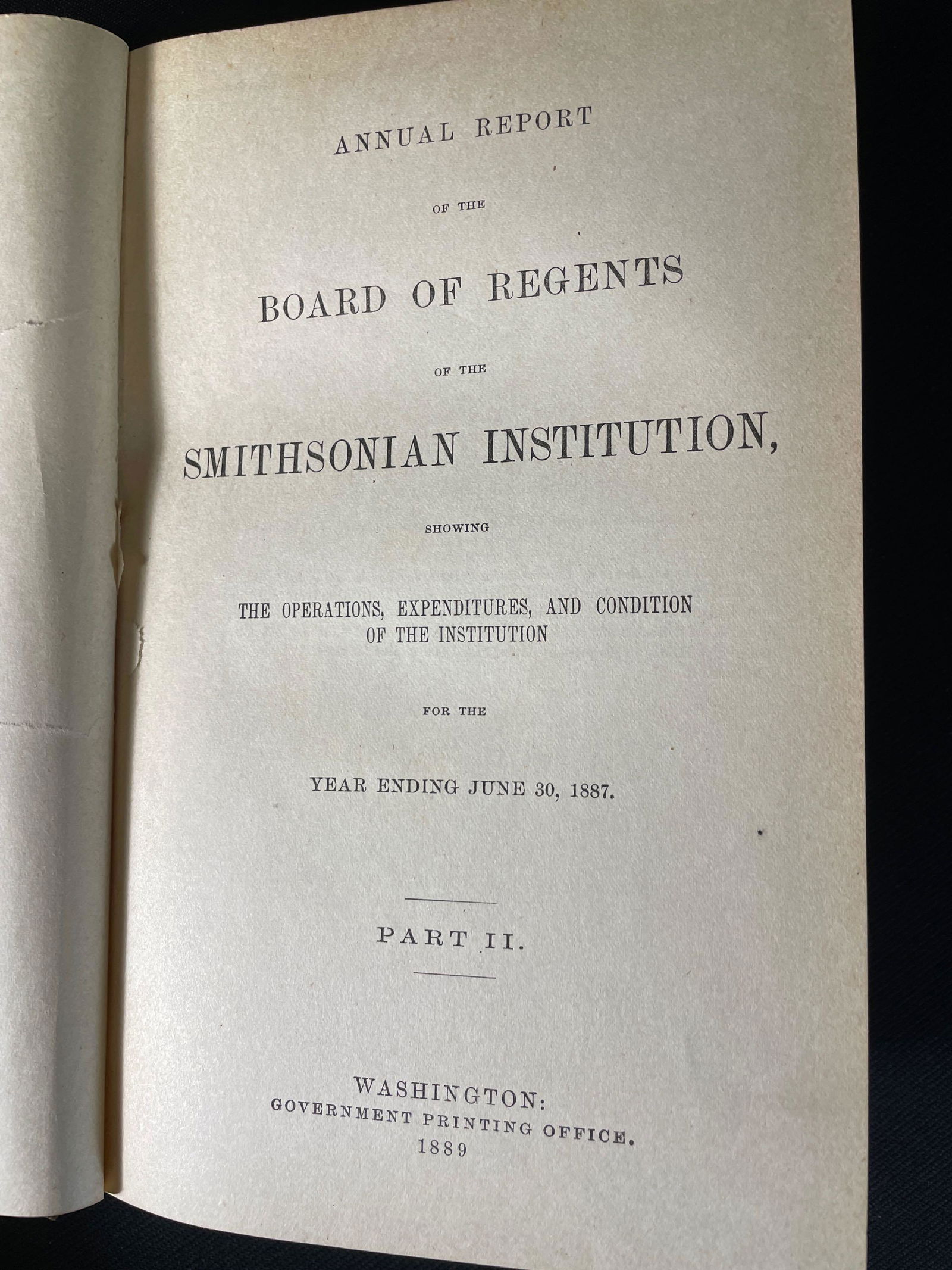 1887 Smithsonian Report U.S. National Museum, August 1, 1887 (1 of 5)