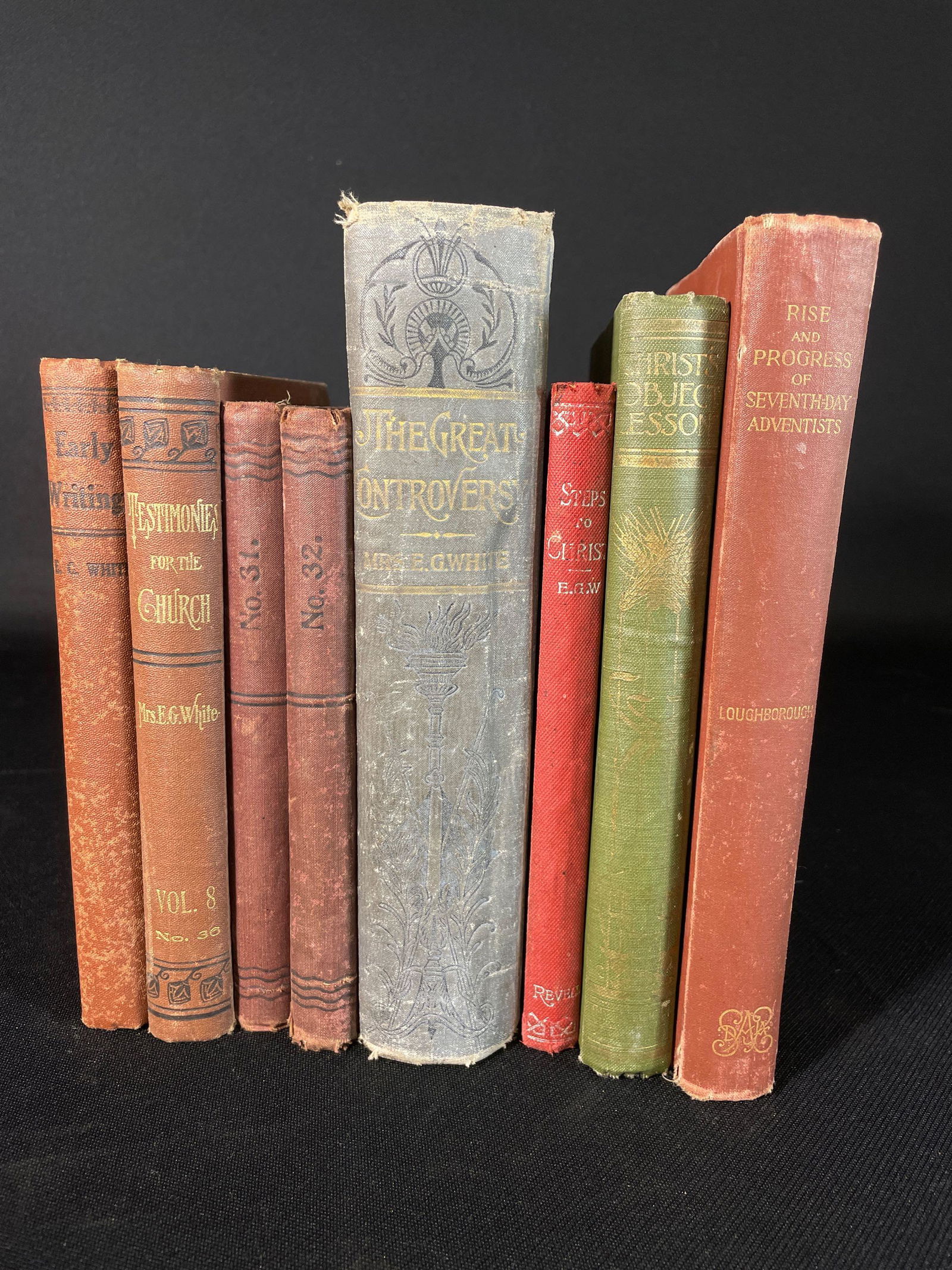 (7) Antique Seventh Day Adventist Book by Ellen G. White, & (1) by J.N.Loughborough (1 of 2)