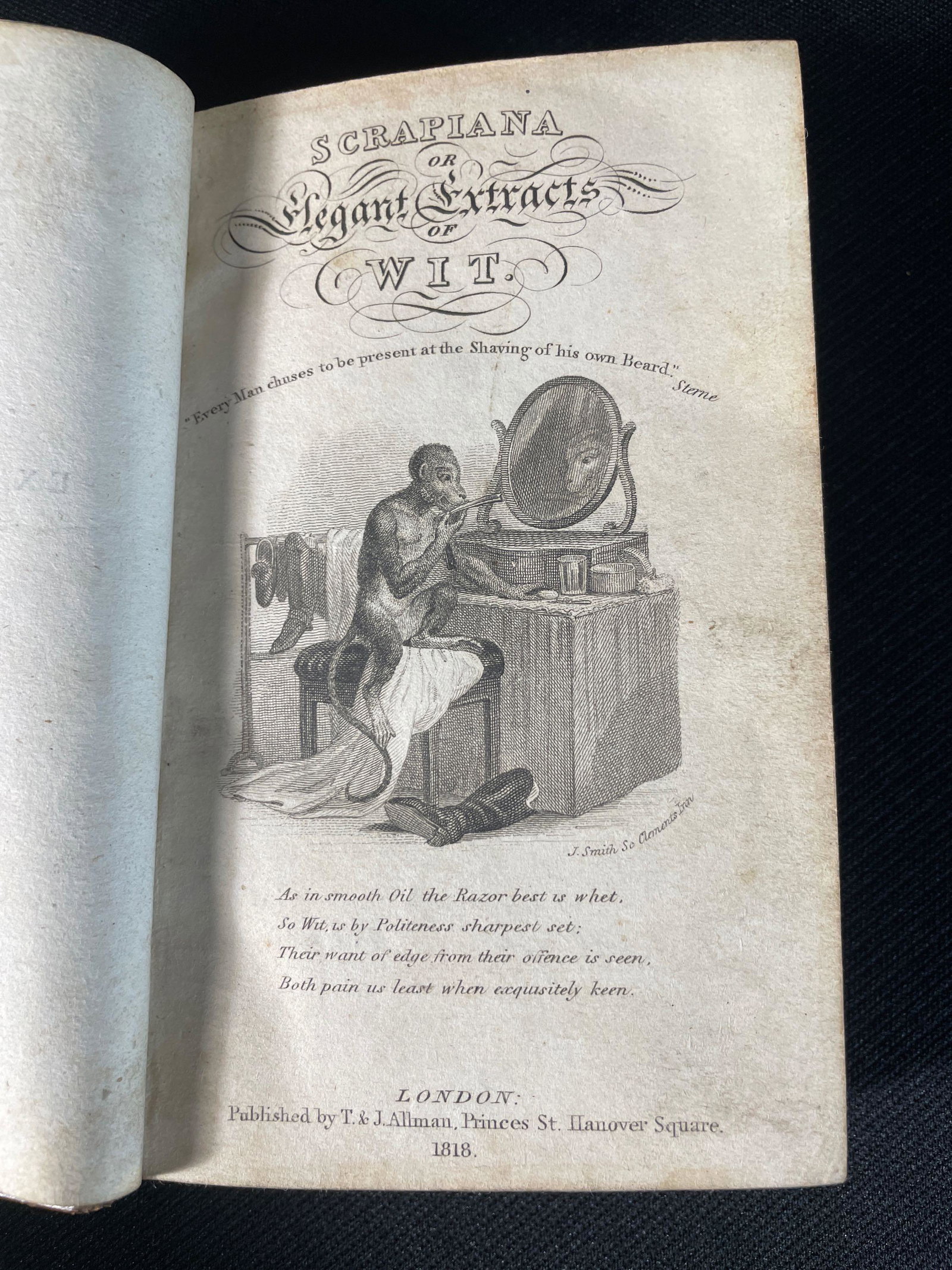 "Scrapiana: Elegant Extracts of Wit" Printed in 1818: Published by T.& J. Allman, London @ 1818