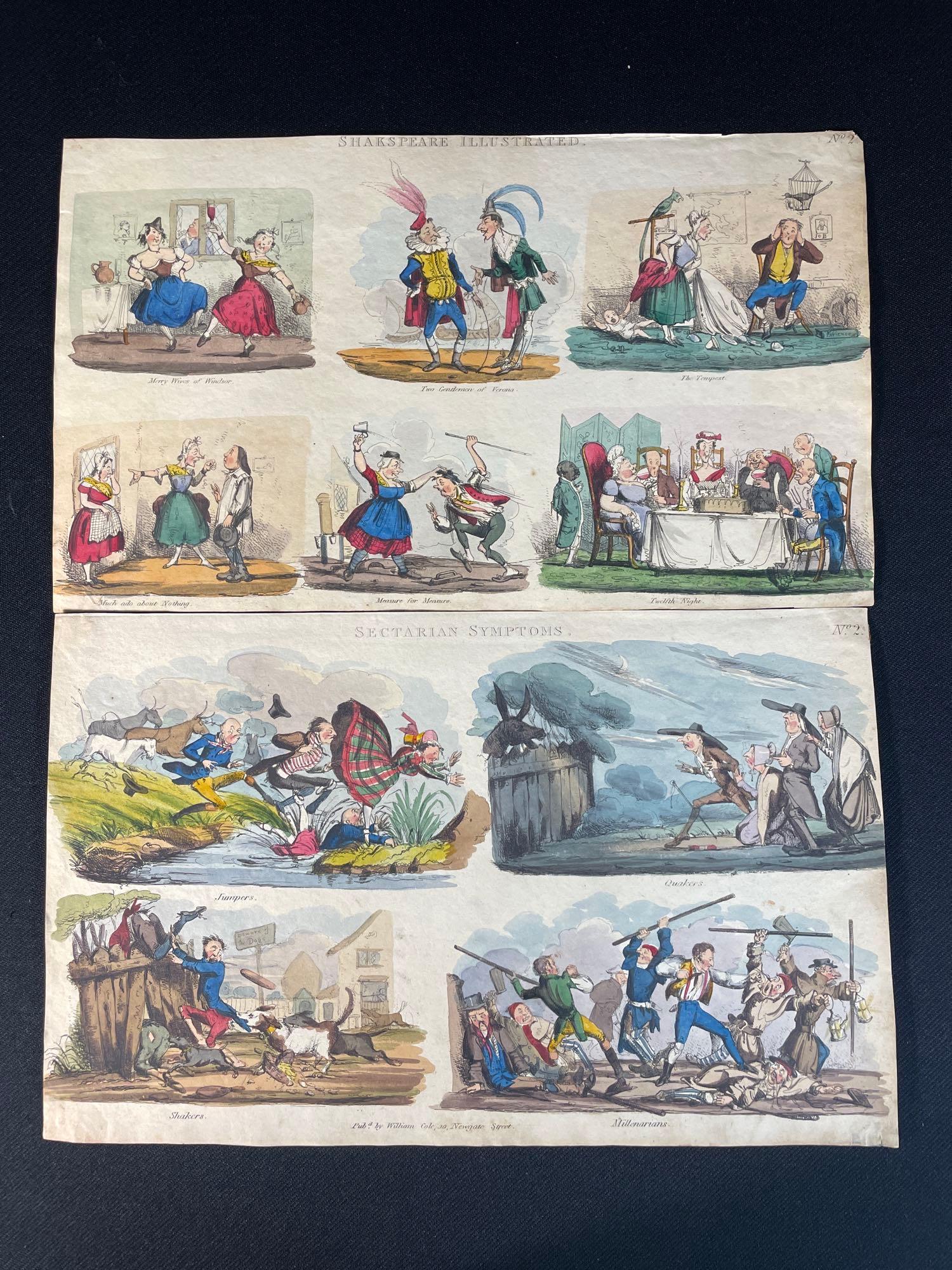 (2) Hand Colored Etchings Published By William Cole,10, Newgate St. 19th c. See Description (1 of 6)