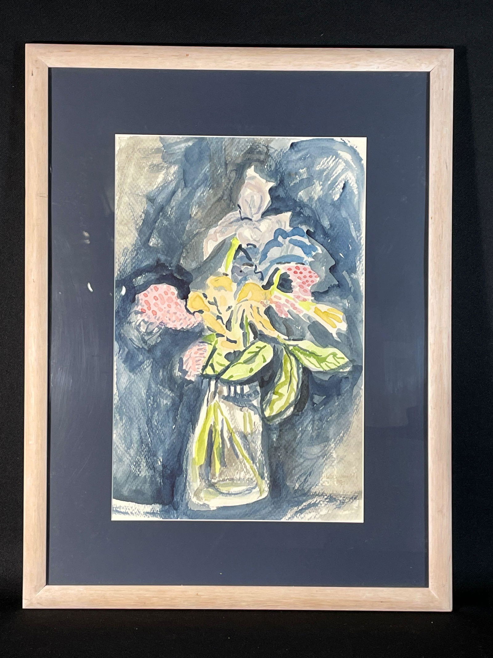 Peter Quaempts (American 1937-1994) Water Color "Flowers in a Jar": Sight View 16-1/2" x 10-1/2" , Overall View 24" x 18-1/4"