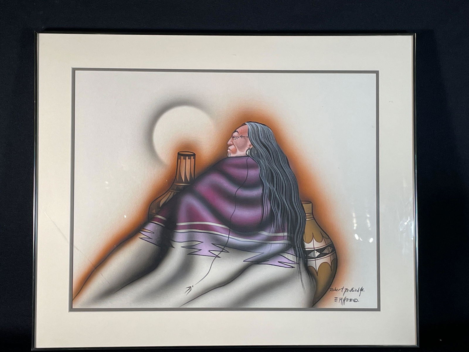 Robert Redbird Jr.(American 1964-) Mixed Media, Signed (1 of 4)