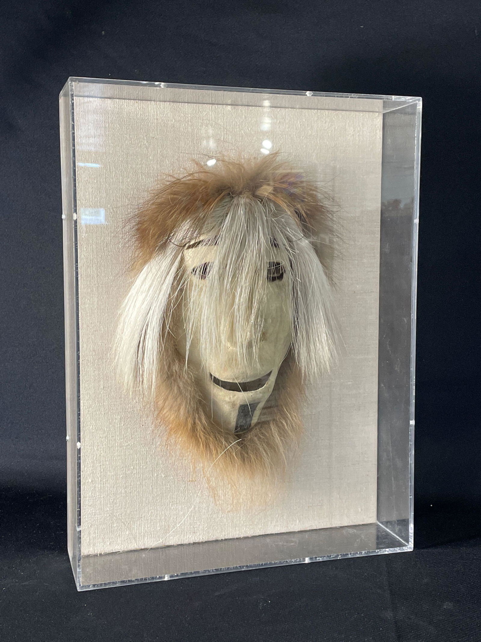 Eskimo Mask Anaktuvuk Pass, 1963, Made w/ Caribou & Goat Purchased In 1963 Mounted In Display (1 of 3)