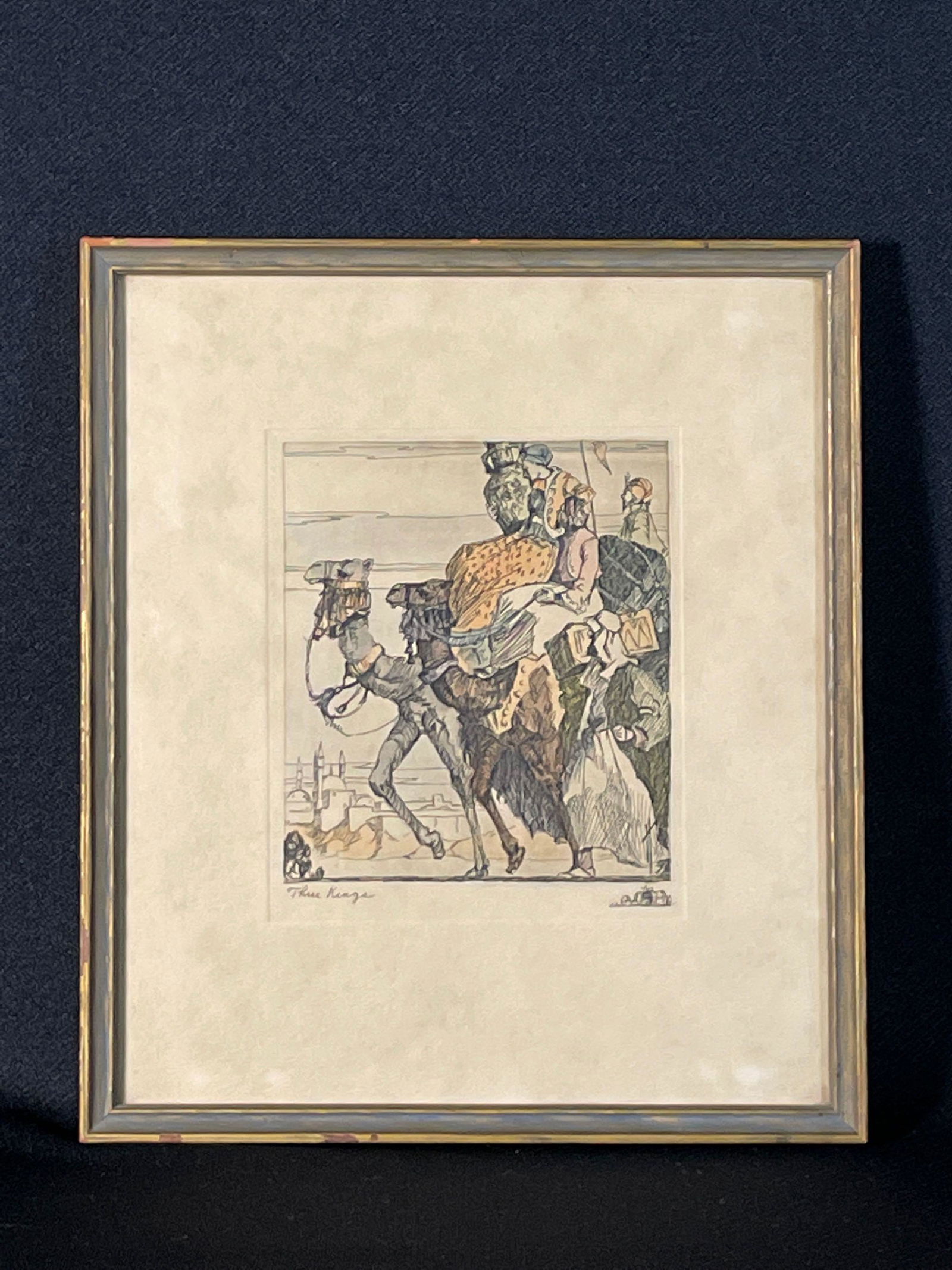 Three Kings Colored Etching Signed L/R, w/ Artists Cartouche (Unknown)  Framed in Seattle (1 of 5)