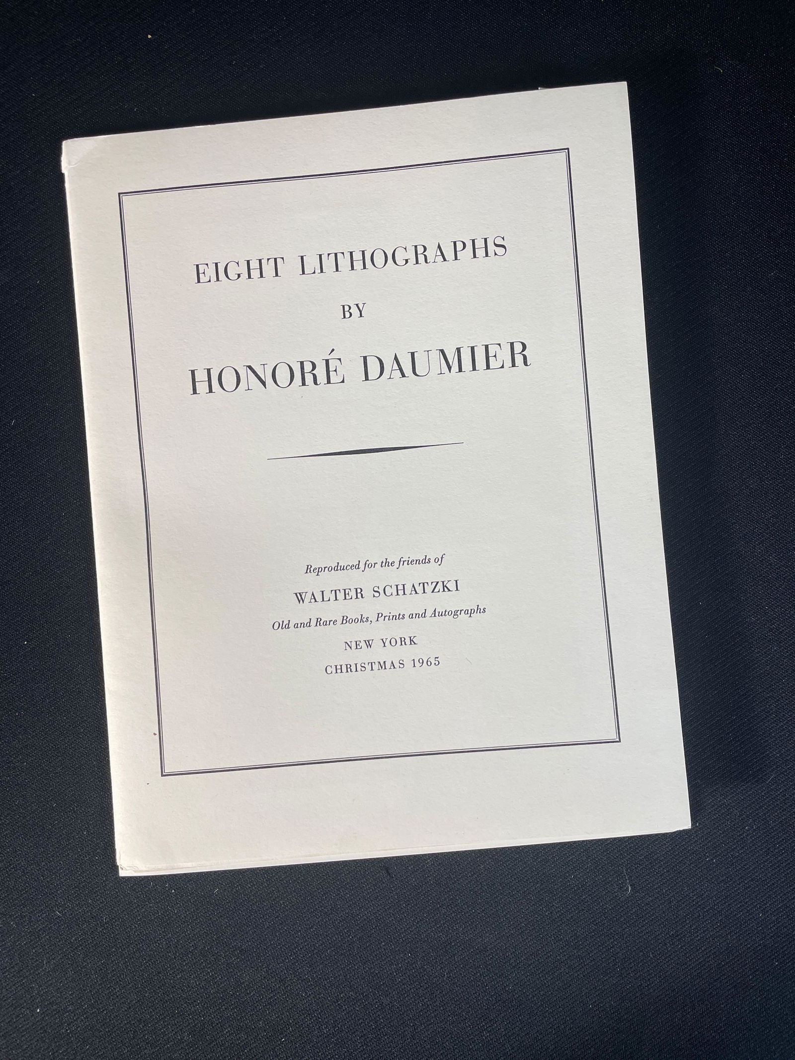 (8) Lithographs by Honore Daumier (Excellent Condition): Reproduced by Walter Schatzki 1965, includes inlaid Christmas Card From Walter Schatzki, in Stiff Paper Folder