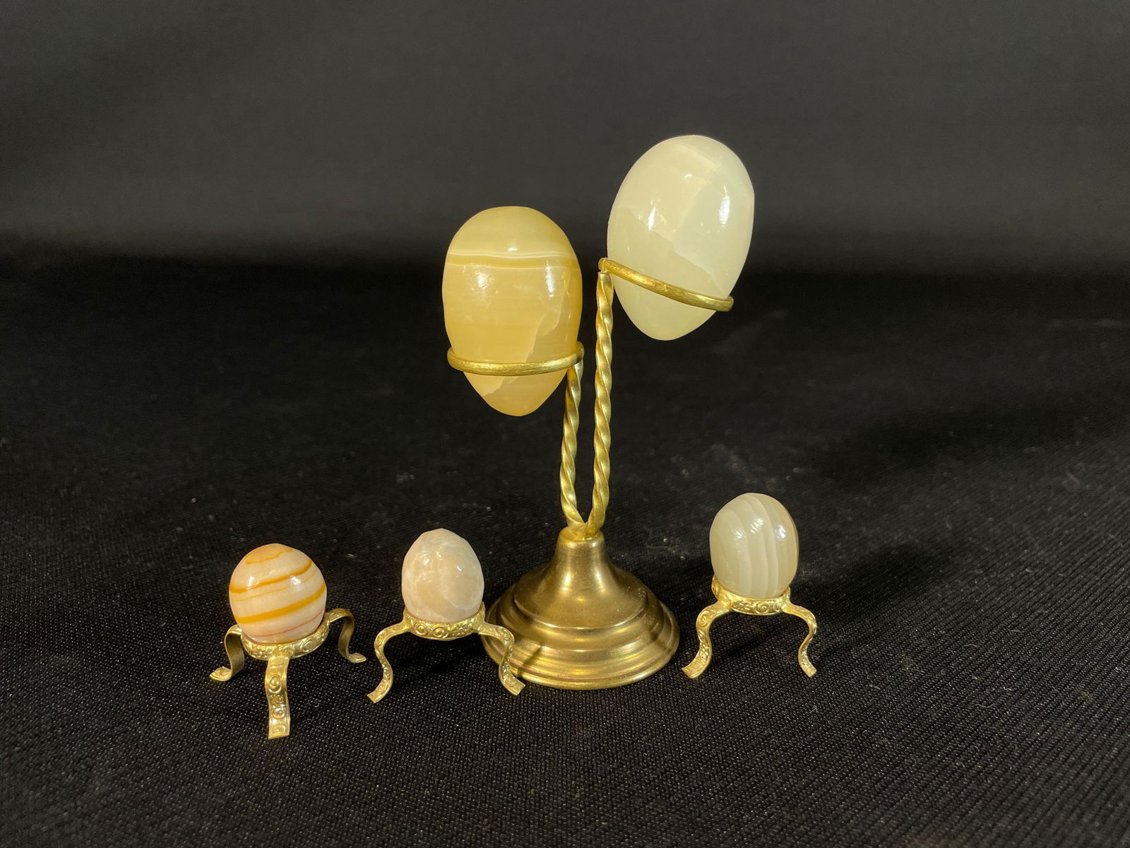 (2) Small Stone Eggs w/ Stand, (3) Mini Stone Eggs w/ Stands (1 of 1)