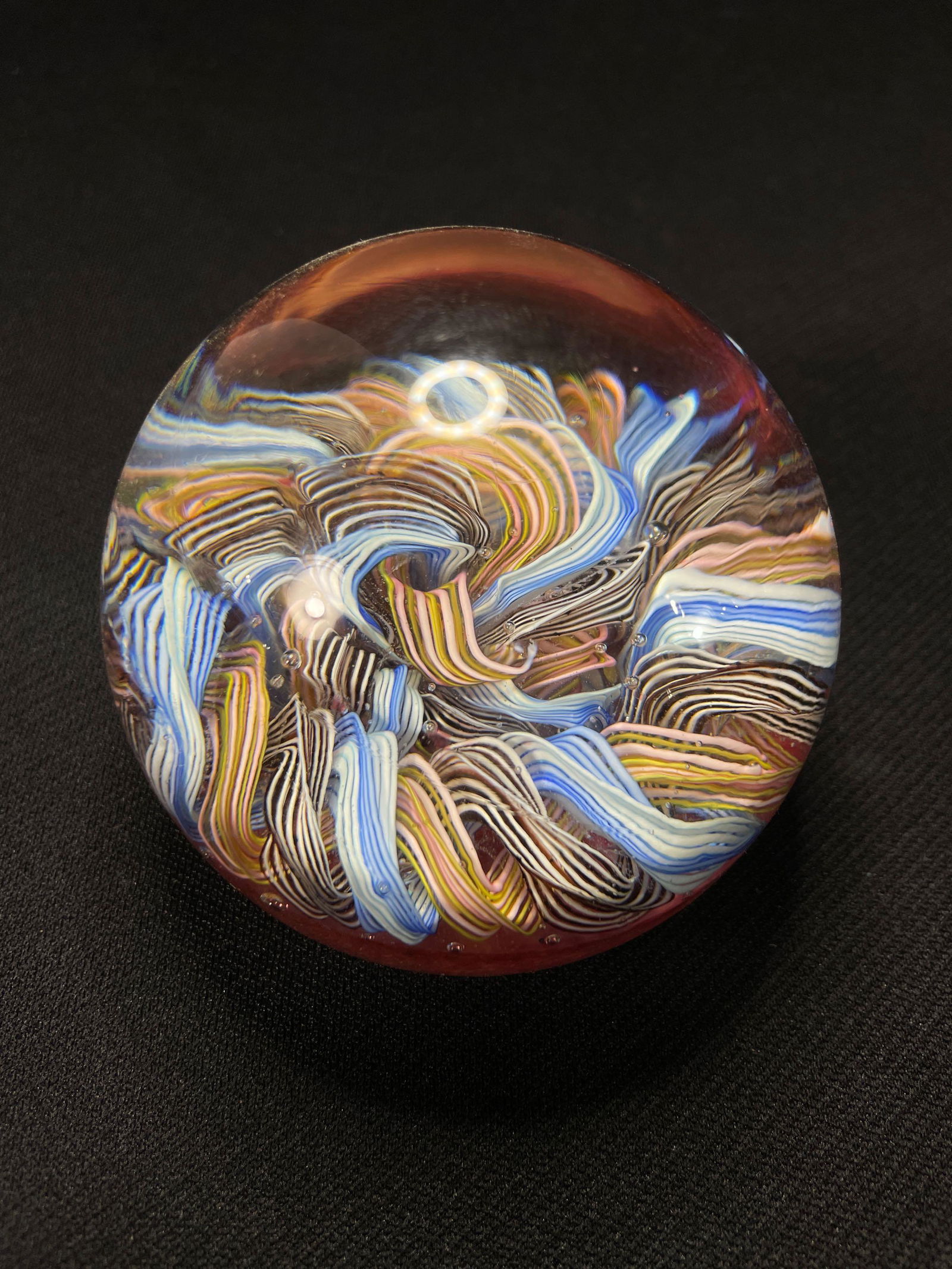 KB Original Art Glass Paperweight Made In Italy, w/ Twisted Rod Design (1 of 3)