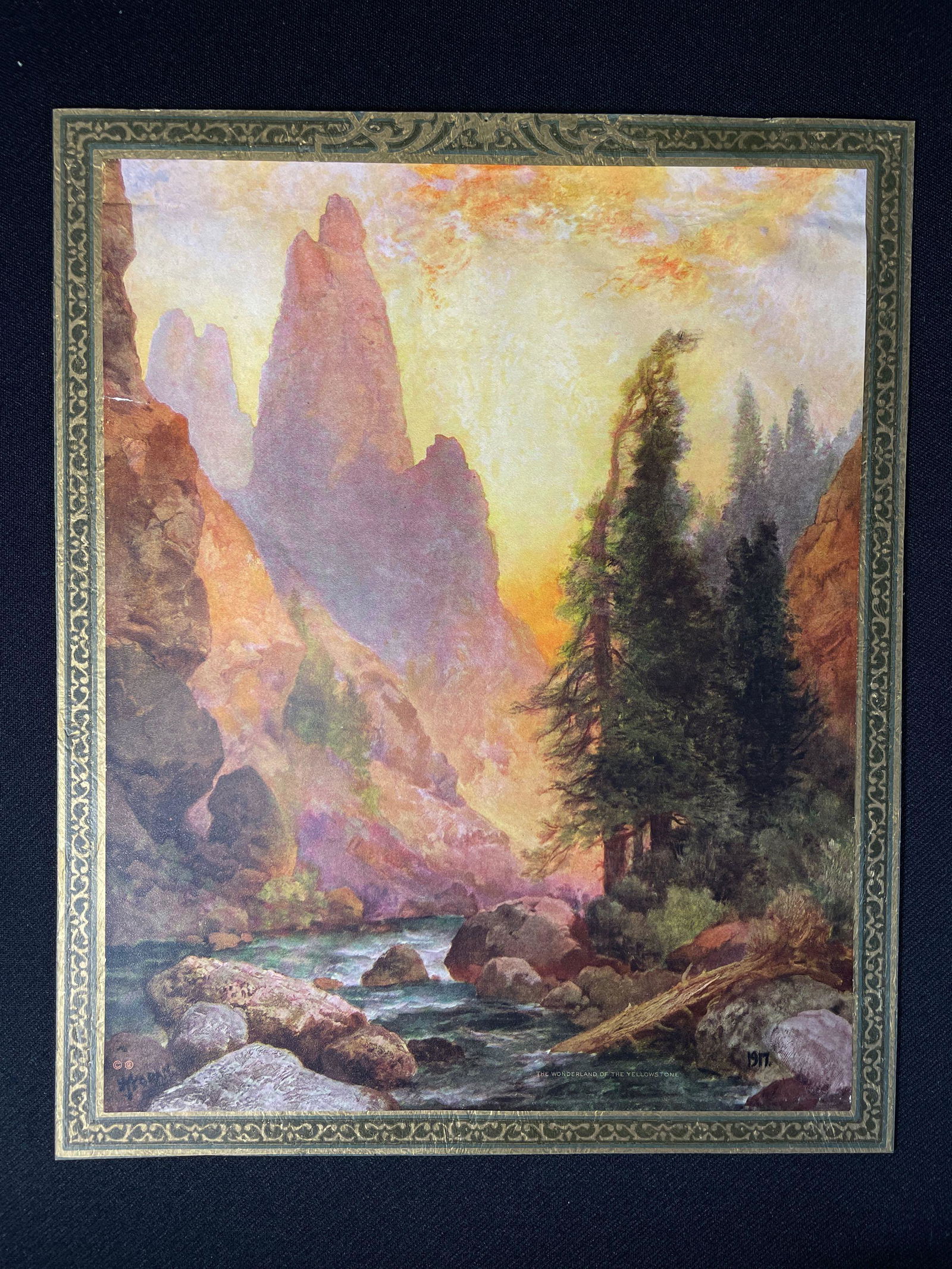 Thomas Moran (U.K. - American, 1837 - 1926) "The Wonderland of the Yellowstone" Vintage Print (1 of 3)