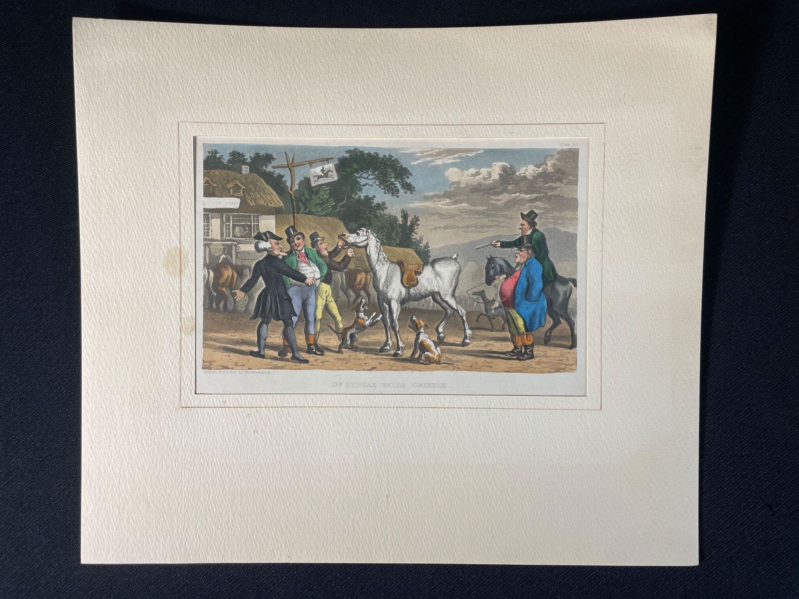 Thomas Rowlandson, "Dr. Syntax Sells Grizzle" Colored Etching Plate 19. (1 of 5)