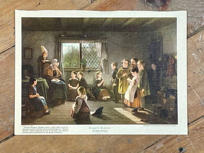 (4) Prints by Mead Johnson and Company: Includes "The Reading Lesson", "The Mid Day Rest", "Attention" by Bernard Pothast, and "Dame's School" by Thomas Webster