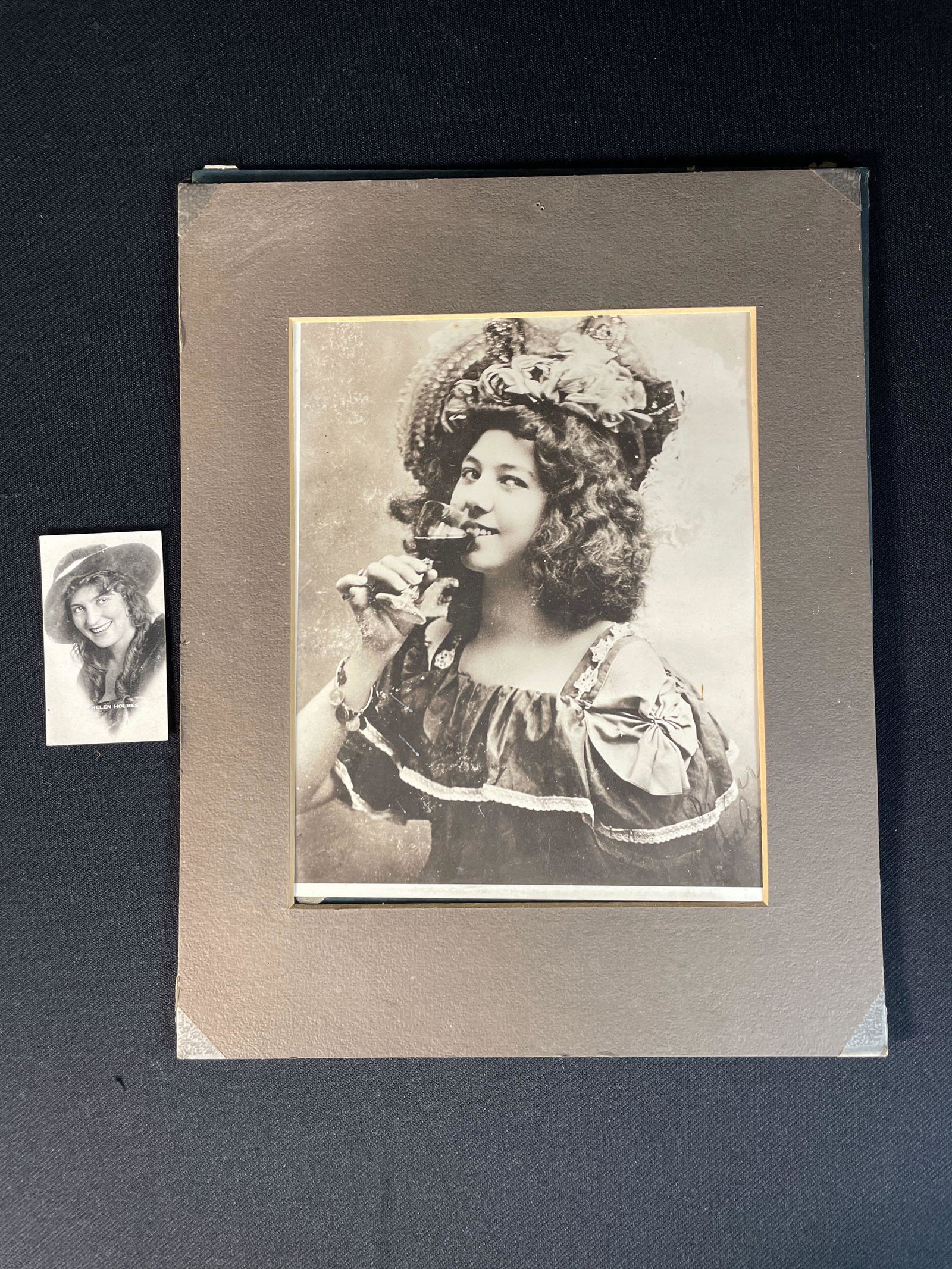 (2) Photos of Helen Holmes (American Silent Movie Star 1892-1950): (1) 9-1/2" -7-1/2", (1) 3-1/2" x 2"