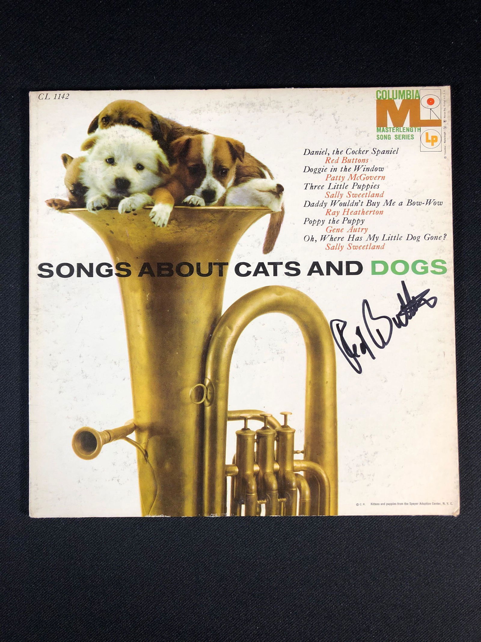 Red Buttons "Songs About Cats and Dogs" Autographed Album (1 of 4)