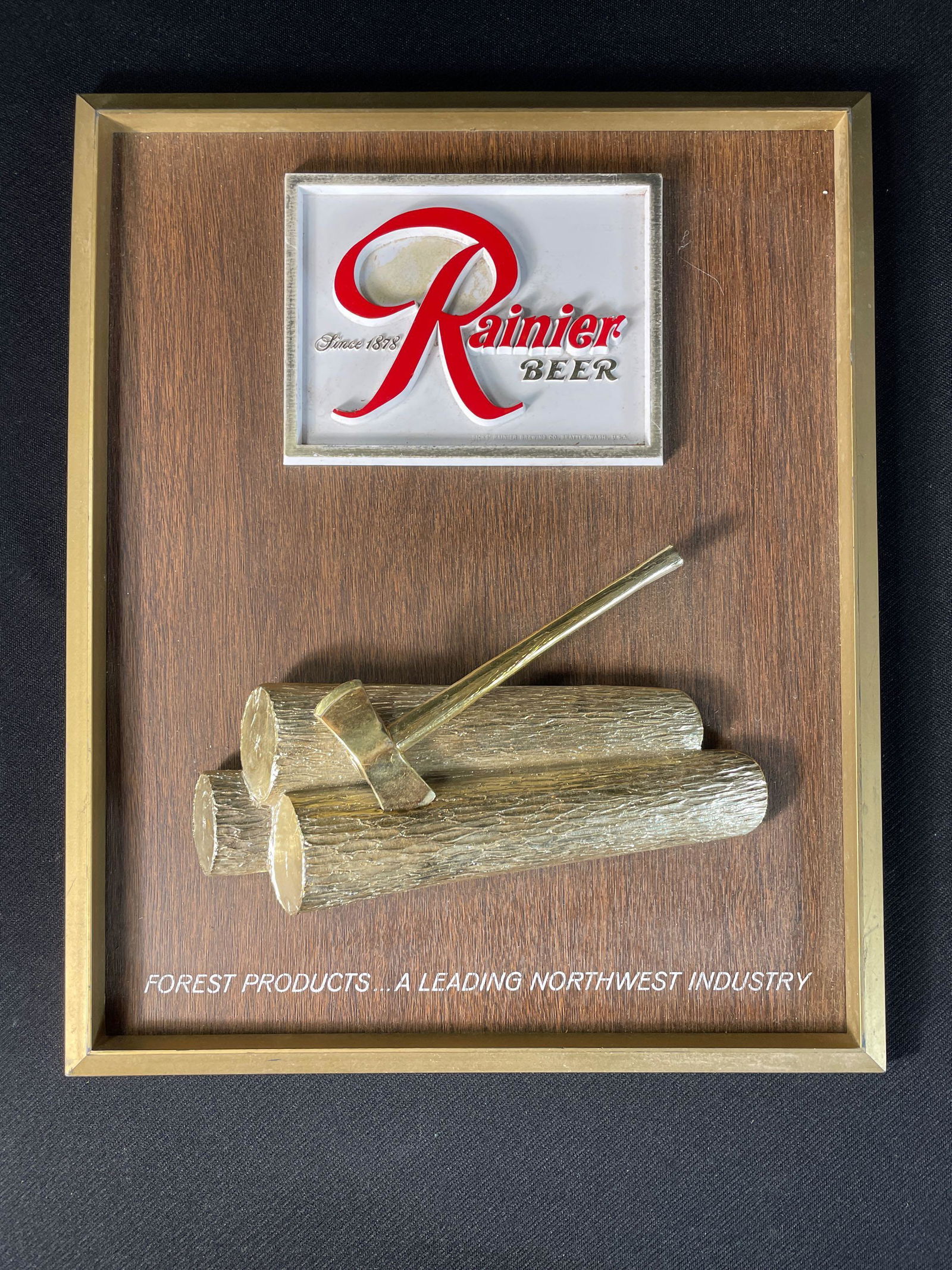 Rainier Beer Sign Plastic and Metal (1 of 2)